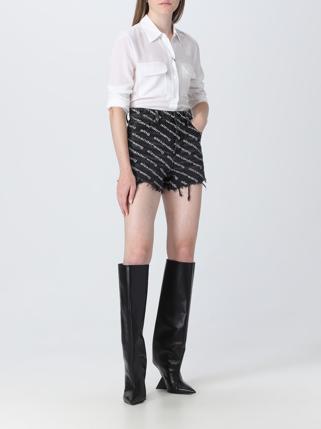Alexander Wang Logo Waistband Safari Shorts | Black