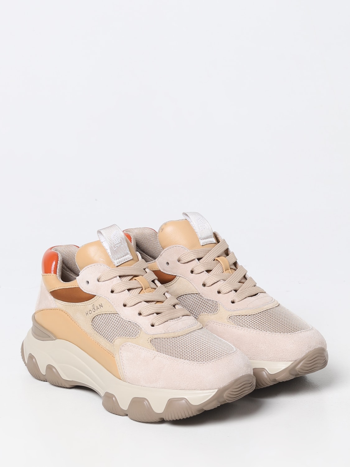 HOGAN SNEAKERS: Hogan Hyperactive sneakers in leather and mesh, Beige - Img 2