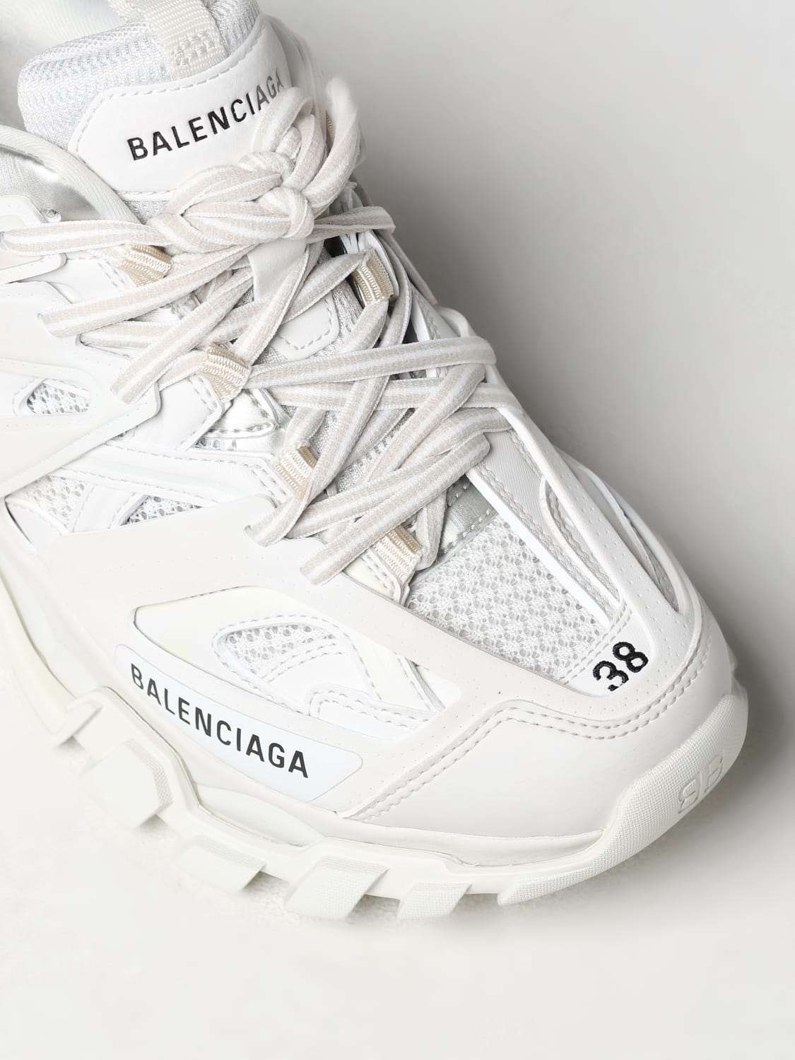 BALENCIAGA: Track sneakers in mesh and synthetic leather - White