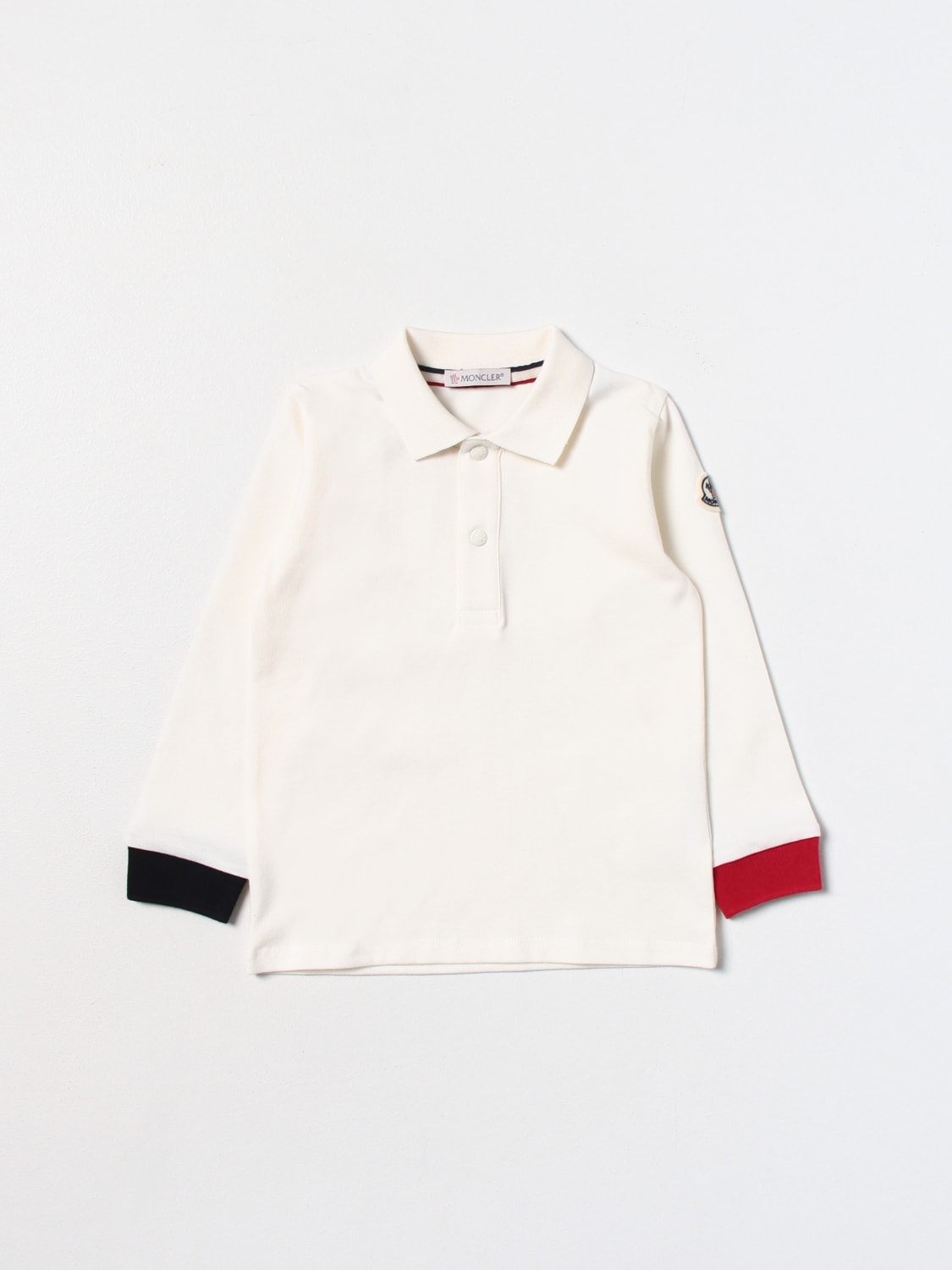 MONCLER T-SHIRT: Monclear polo shirt in cotton, Cream - Img 1