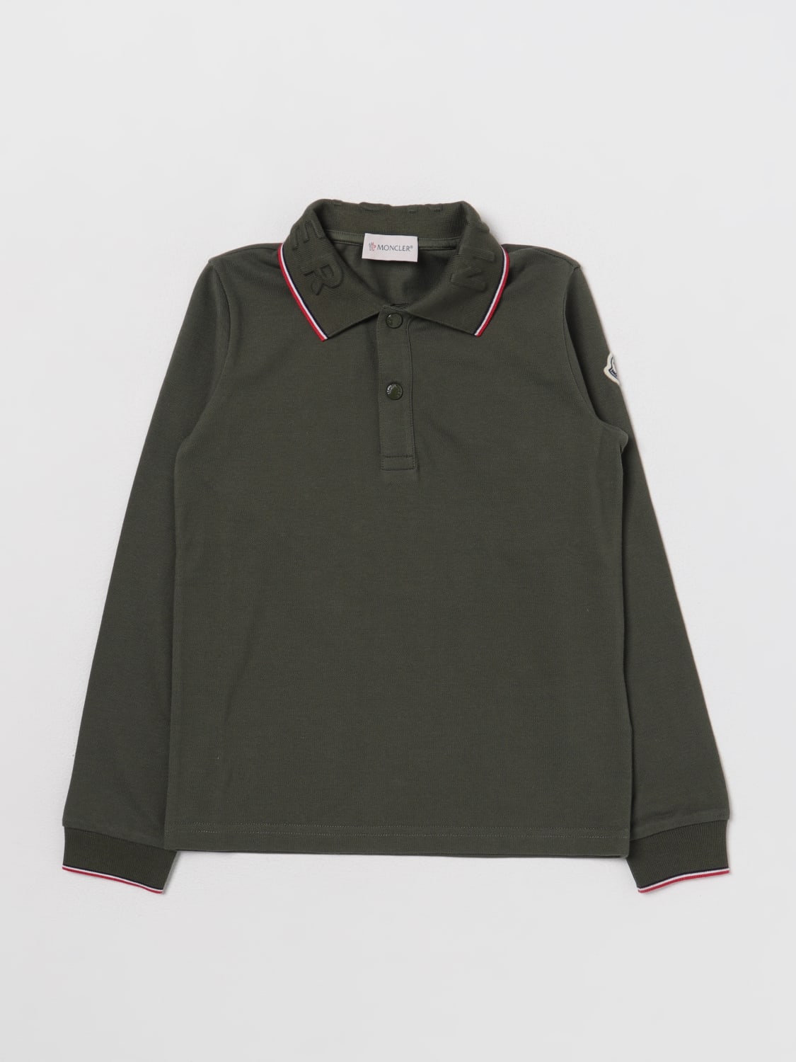 MONCLER polo shirt in cotton Green Moncler polo shirt 8B000018496W online at GIGLIO.COM