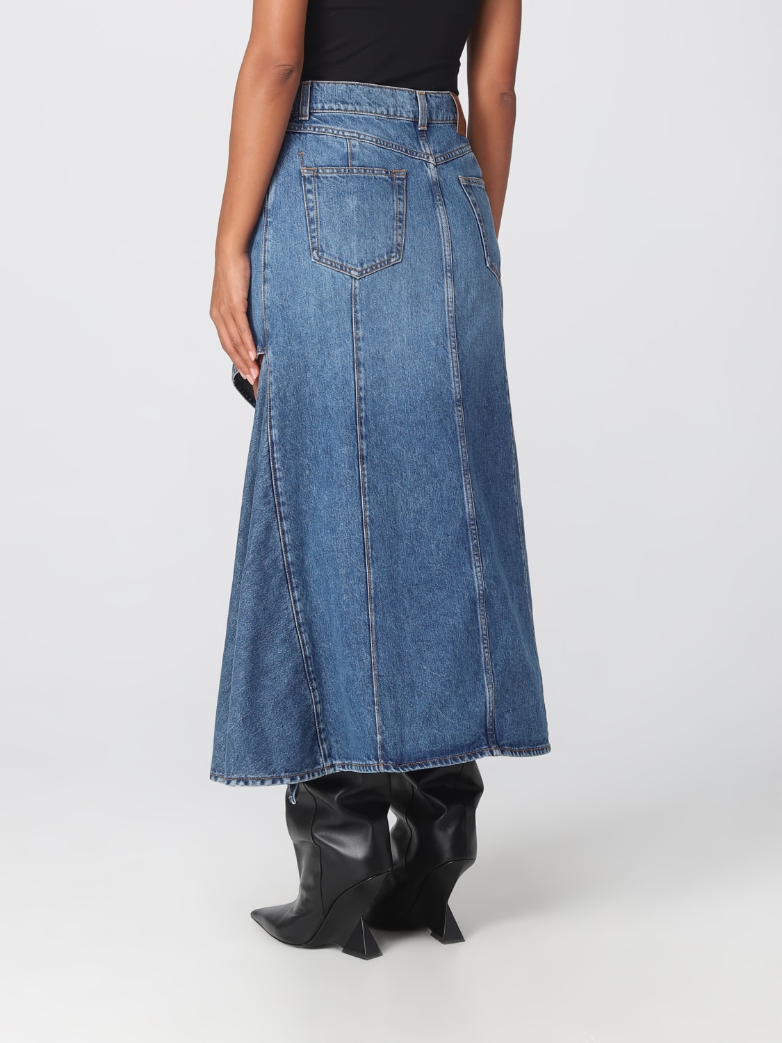 MCQUEEN SKIRT: McQueen skirt in washed denim, Blue - Img 3