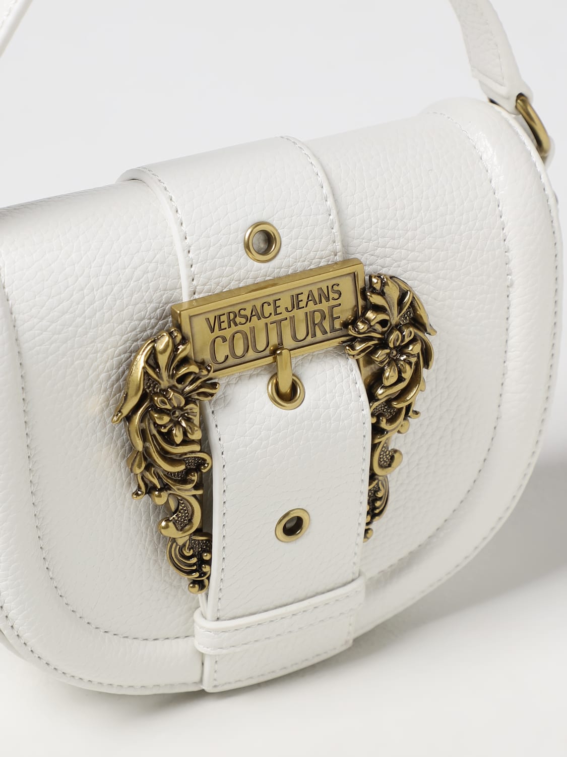 VERSACE JEANS COUTURE MINI BAG: Versace Jeans Couture bag in grained synthetic leather, White - Img 3