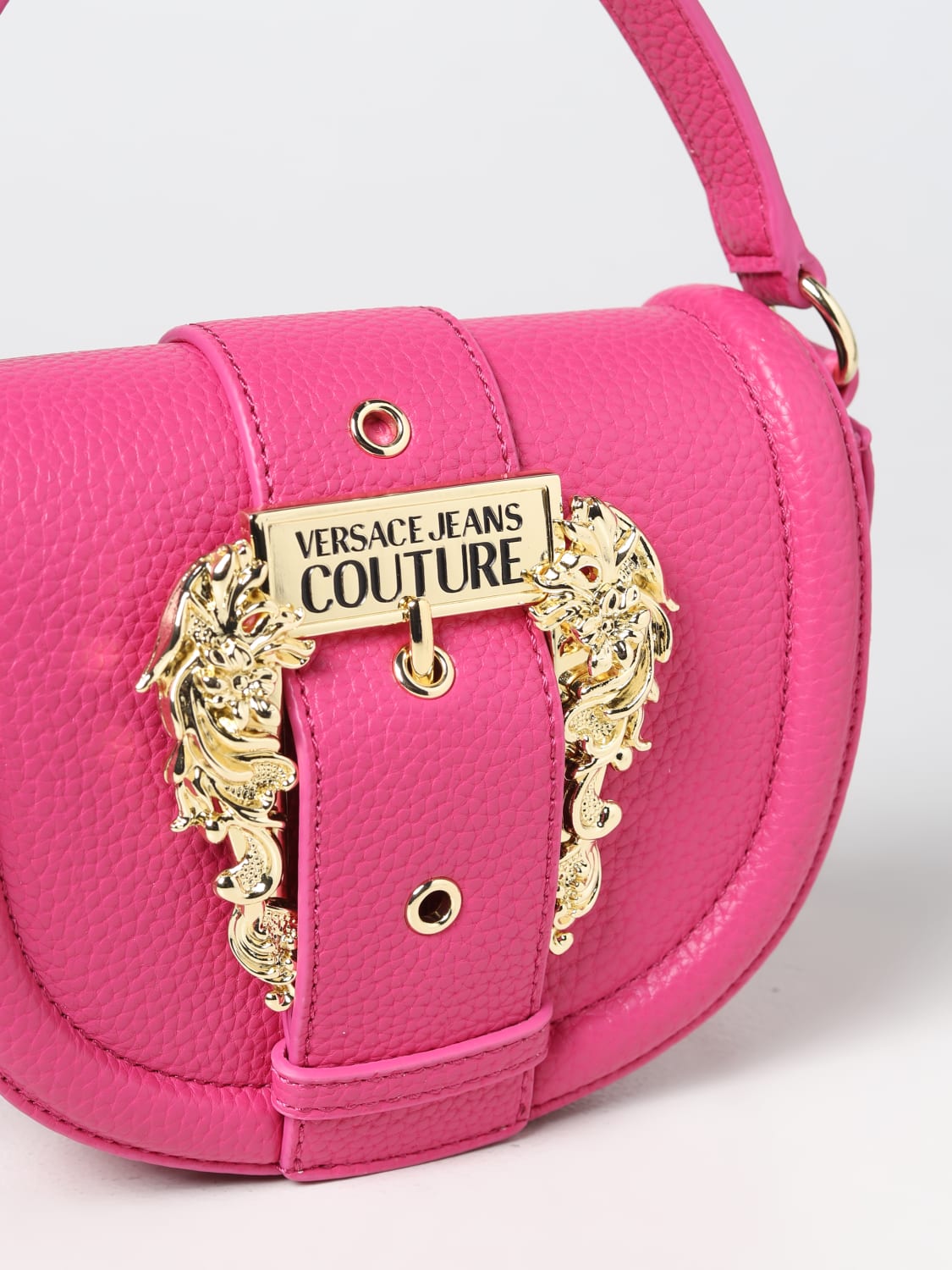 VERSACE JEANS COUTURE MINI BAG: Versace Jeans Couture bag in grained synthetic leather, Fuchsia - Img 3