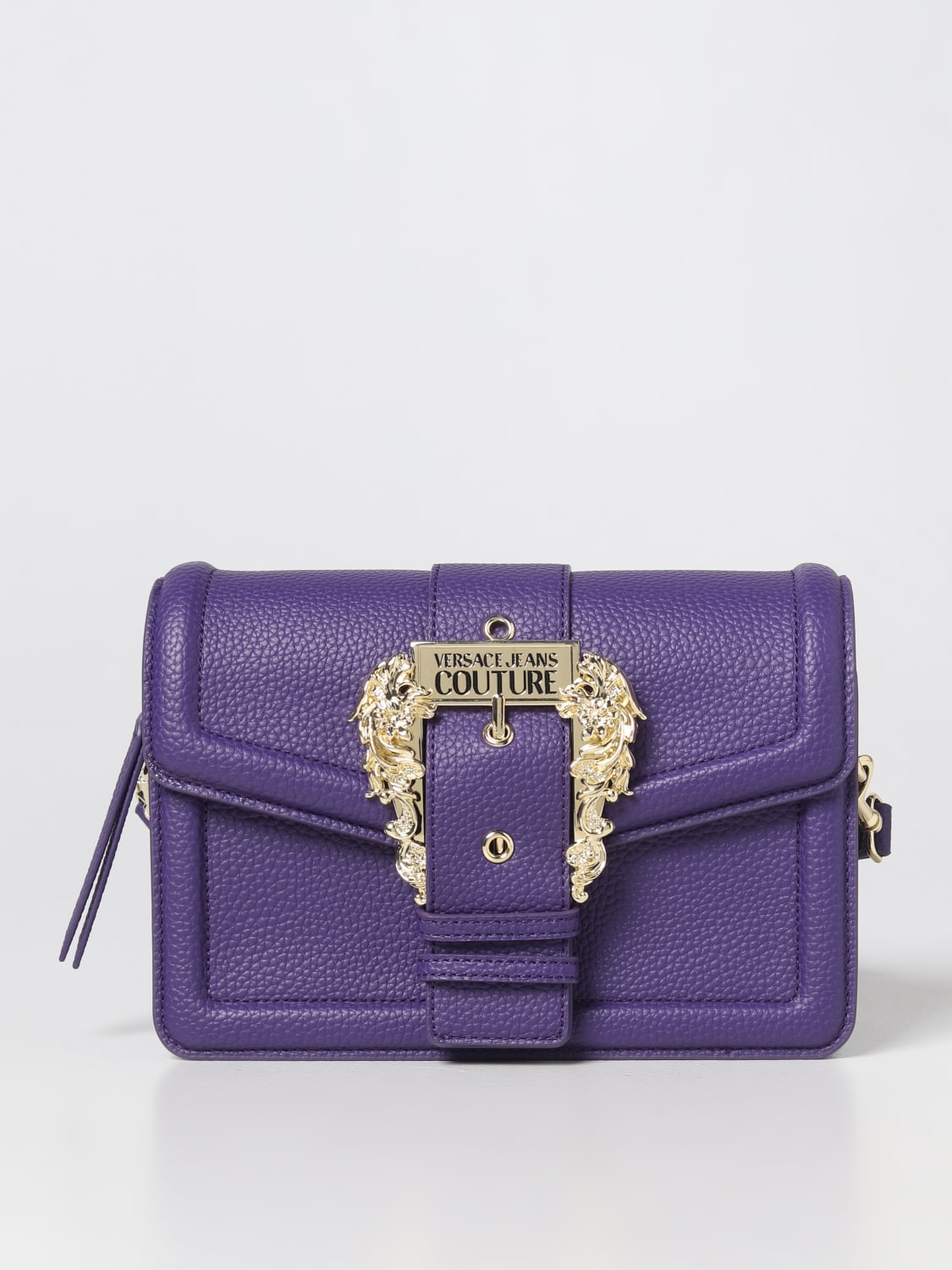 VERSACE JEANS COUTURE CROSSBODY BAGS: Versace Jeans Couture bag in grained synthetic leather, Violet - Img 1