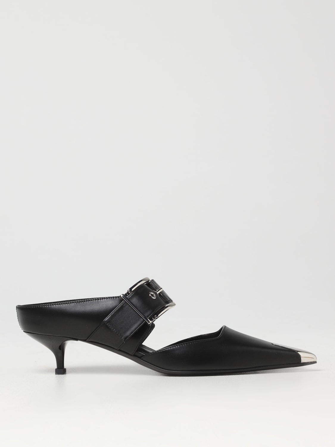 ALEXANDER MCQUEEN Punk pumps in leather with strap Black Alexander McQueen high heel shoes 757514WIEA1 online at GIGLIO.COM