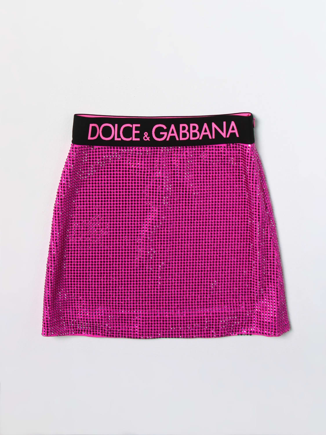 DOLCE & GABBANA SKIRT: Dolce & Gabbana rhinestone skirt, Orange - Img 1