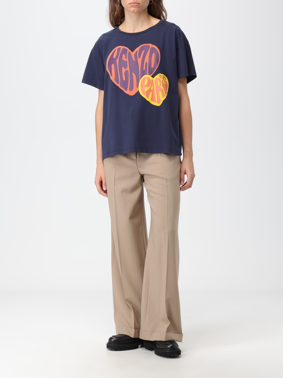 KENZO TOP E BLUSE: T-shirt Kenzo in cotone con stampa Heart Kenzo, Blue - Img 2