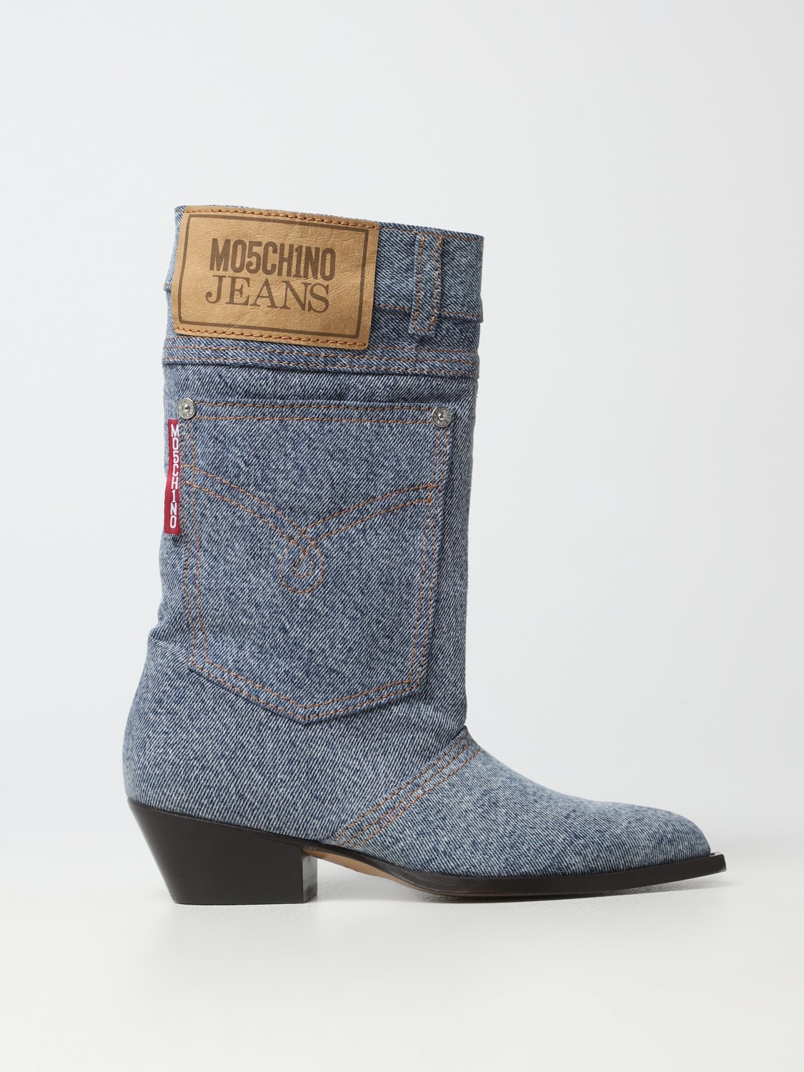 MOSCHINO JEANS FLAT ANKLE BOOTS: Flat ankle boots woman Moschino Jeans, Blue - Img 1