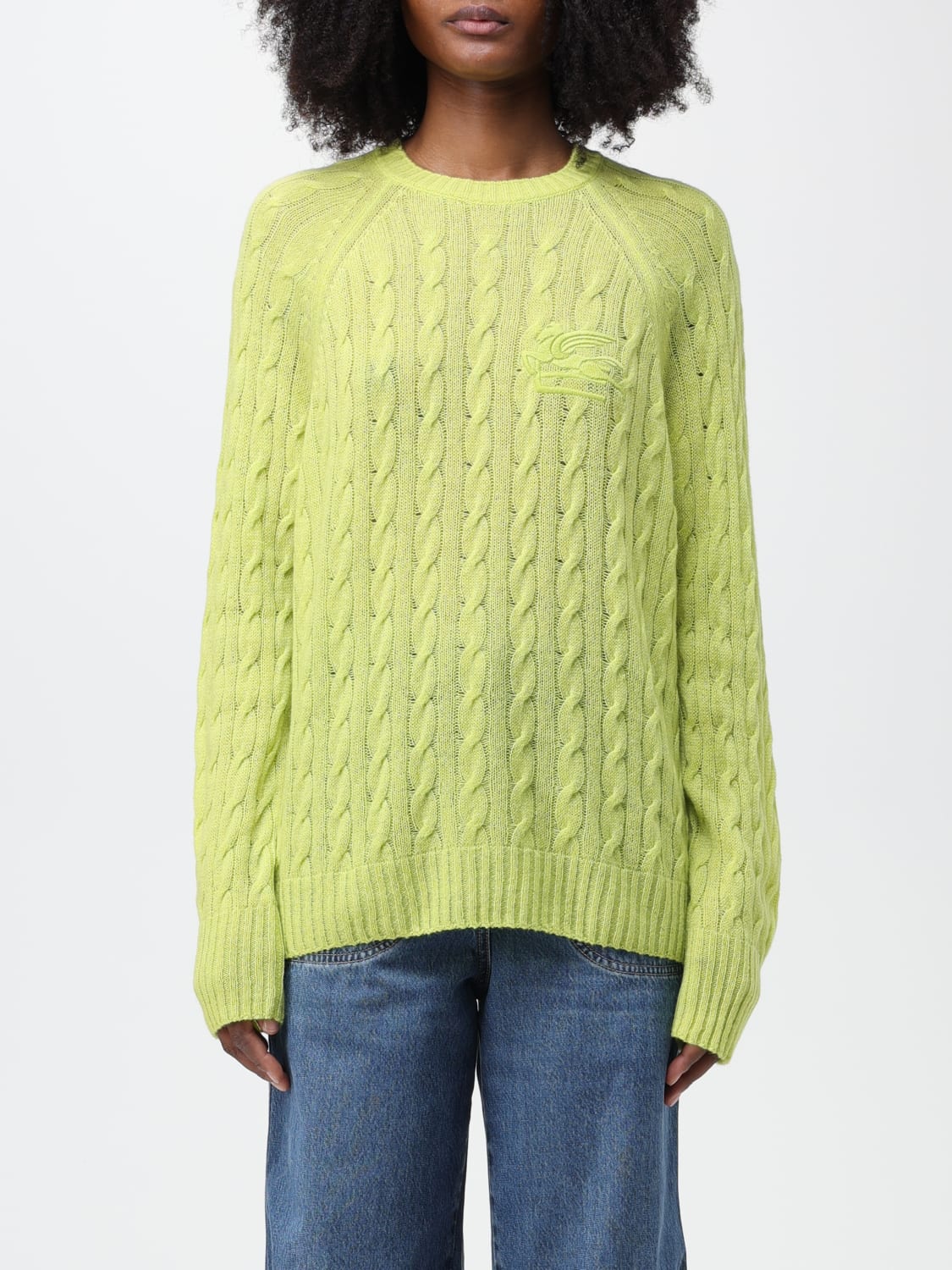 Etro Sweater In Cashmere With Tricot Workmanship Yellow Etro Sweater 127939200 Online At