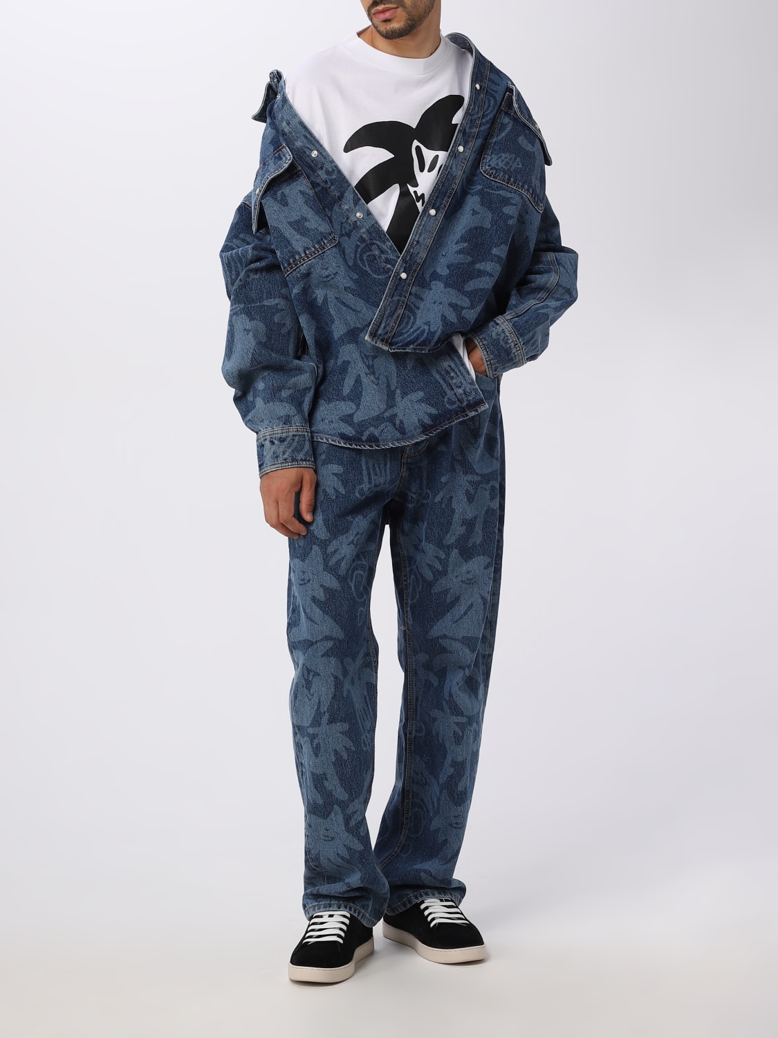 PALM ANGELS SHIRT: Palm Angels denim shirt, Blue - Img 2