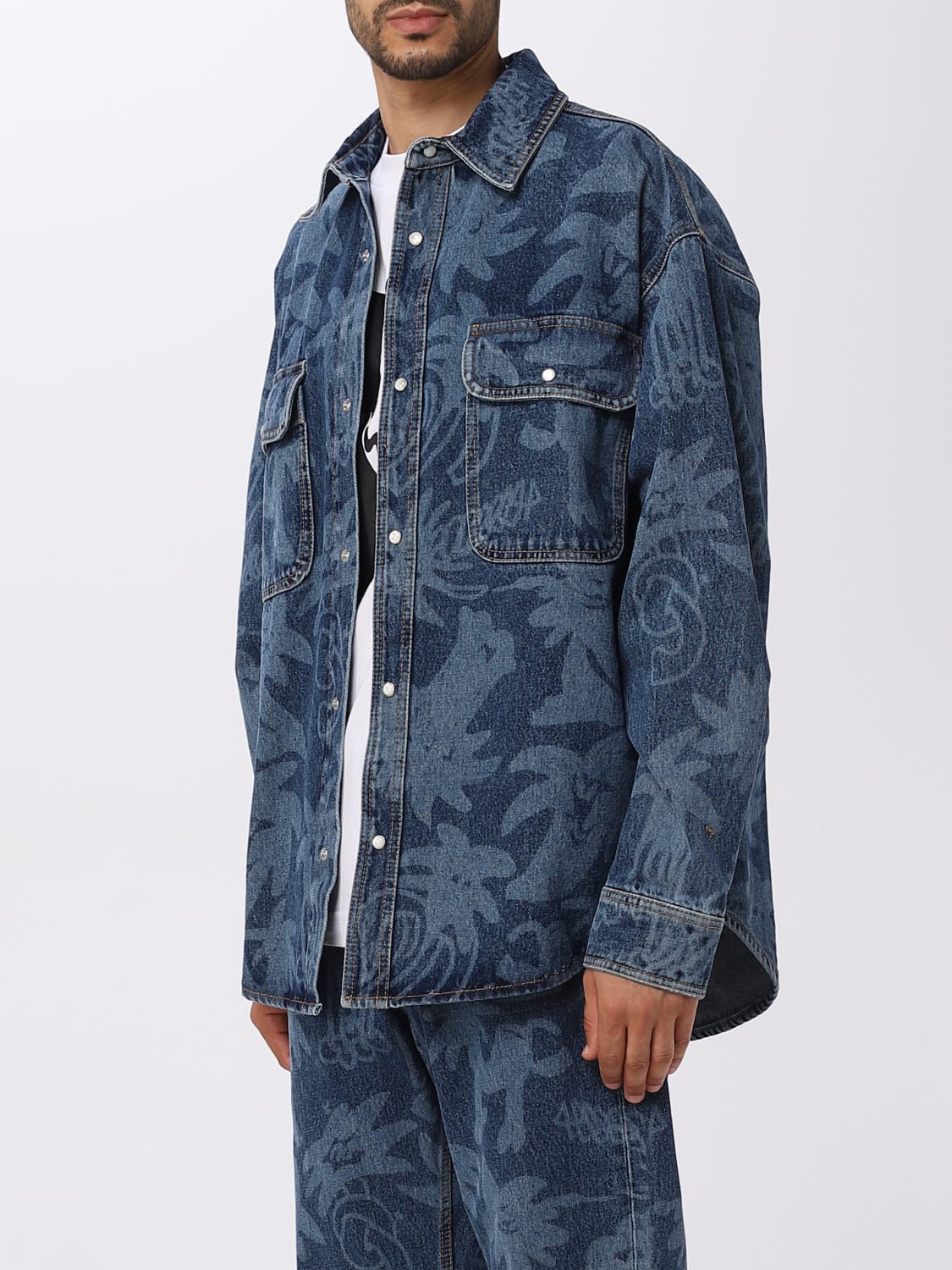 PALM ANGELS SHIRT: Palm Angels denim shirt, Blue - Img 4