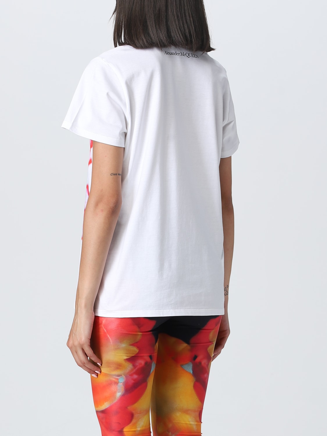 ALEXANDER MCQUEEN T-SHIRT: Alexander McQueen jersey T-shirt with contrasting print, White - Img 3