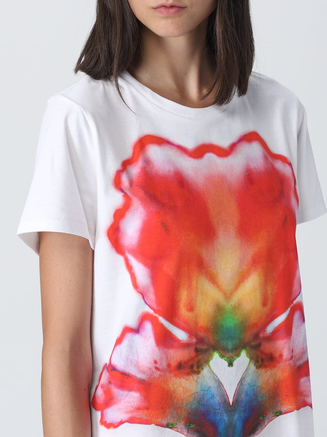 ALEXANDER MCQUEEN T-SHIRT: Alexander McQueen jersey T-shirt with contrasting print, White - Img 5