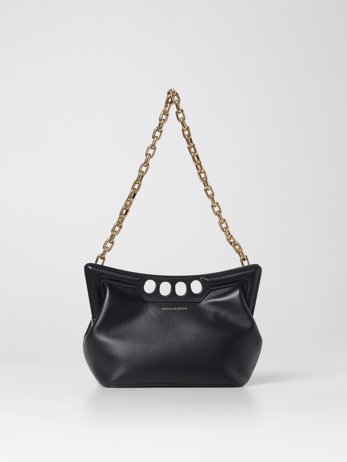 ショルダーバッグ・ポシェット Alexander Mcqueen The Mini Peak Purse - Leather - Black ALEXANDER MCQUEEN Calfskin Fringe Mini The Peak Crossbody