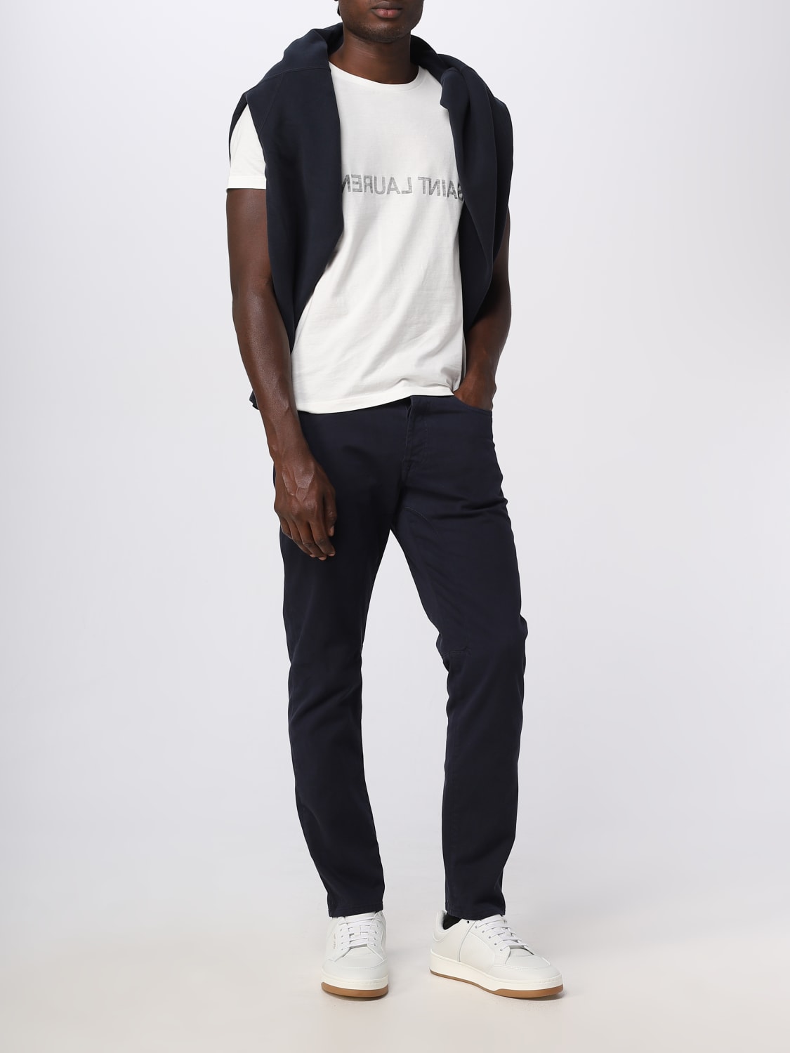 SAINT LAURENT T-SHIRT: Saint Laurent Reverse cotton t-shirt, Natural - Img 2