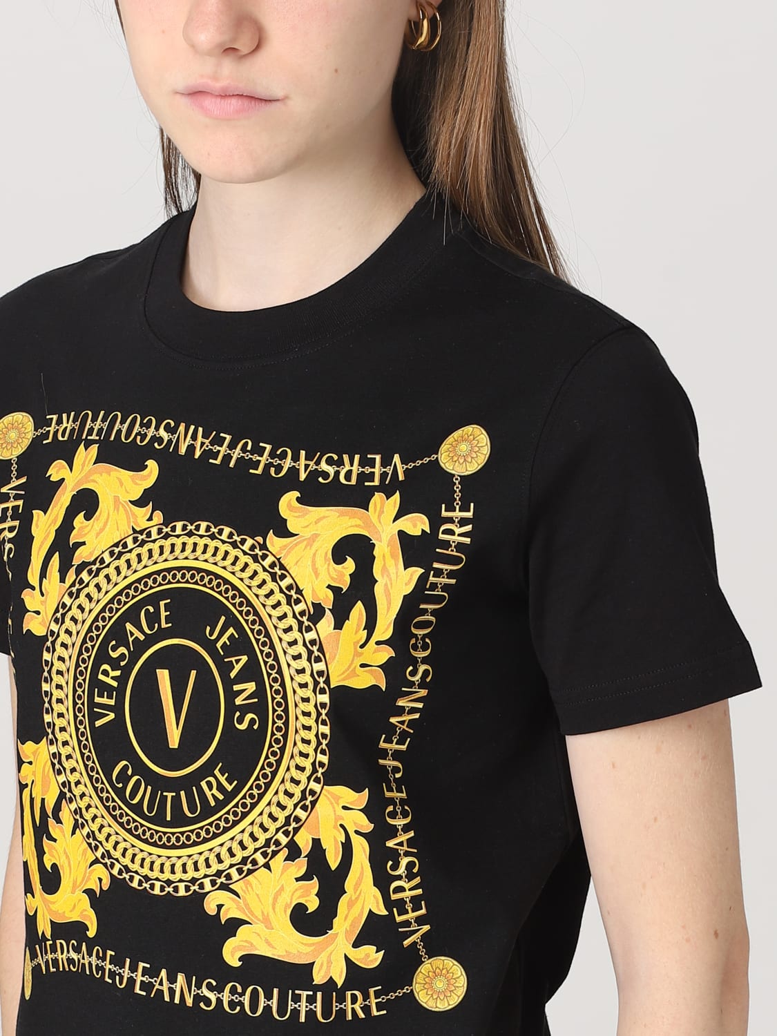 VERSACE JEANS COUTURE T-SHIRT: Versace Jeans Couture cotton t-shirt, Black - Img 3