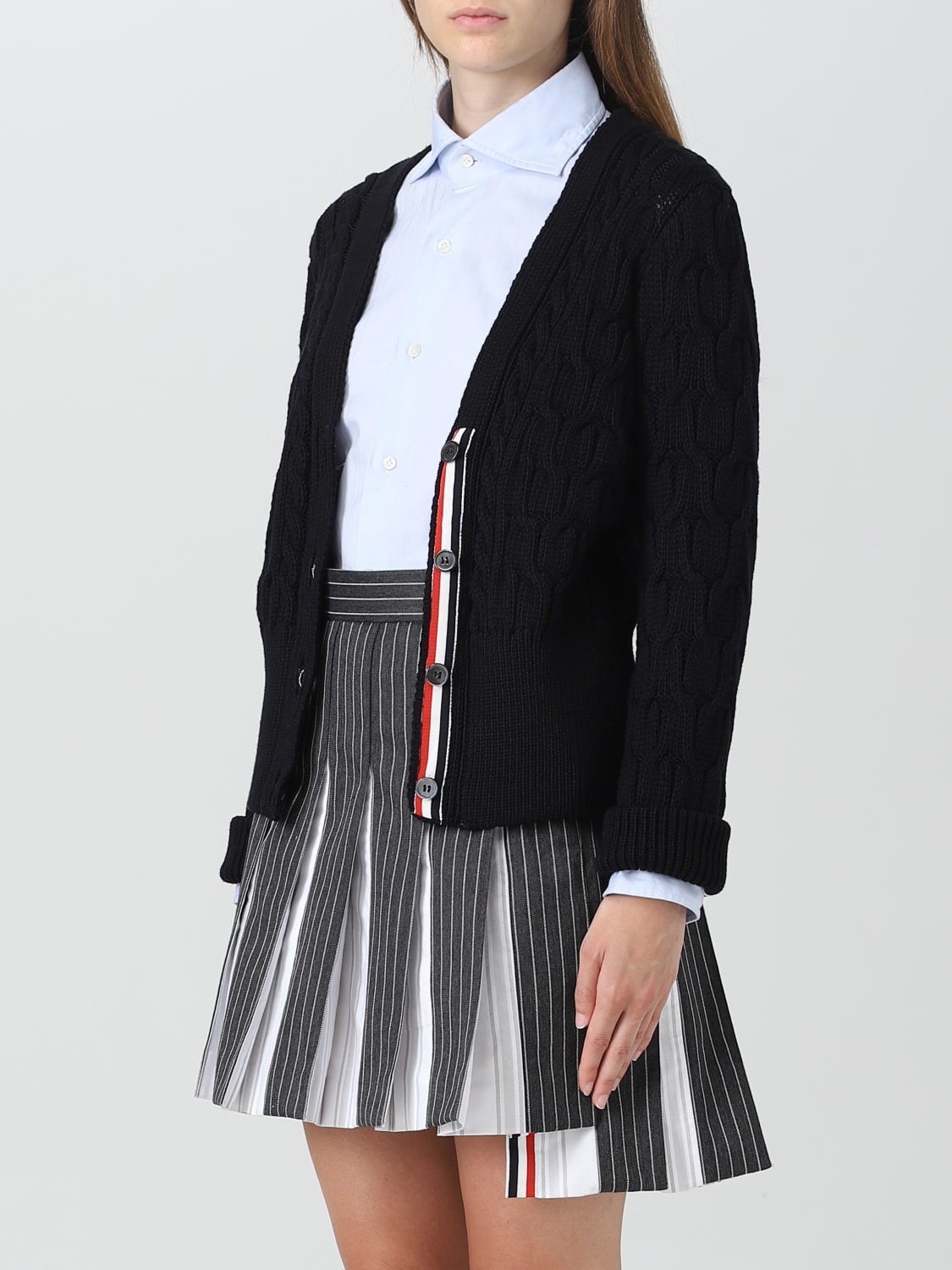 Thom Browne cardigan in cable-knit virgin wool