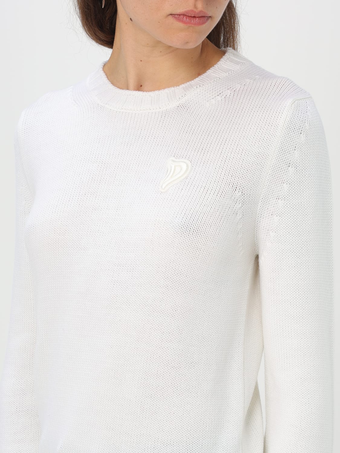 DONDUP MAGLIA: Maglia Dondup in lana con monogram ricamato, Bianco - Img 3