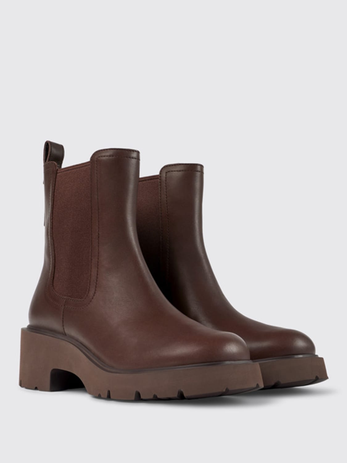 CAMPER: Milah leather ankle boots - Burgundy | Camper flat