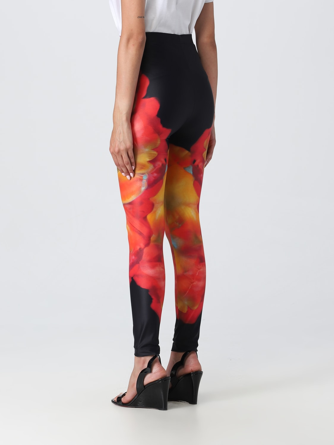 ALEXANDER MCQUEEN PANTS: Alexander McQueen leggings in printed stretch fabric, Black - Img 3