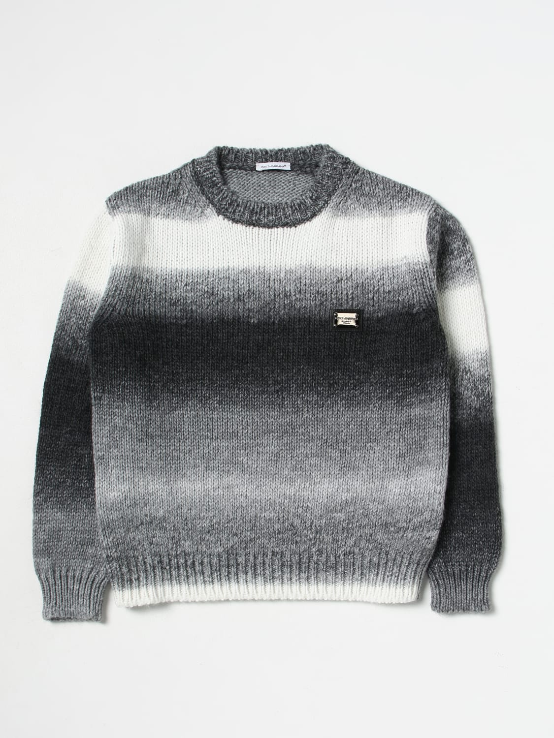 DOLCE & GABBANA SWEATER: Dolce & Gabbana sweater in synthetic knit, Grey - Img 1