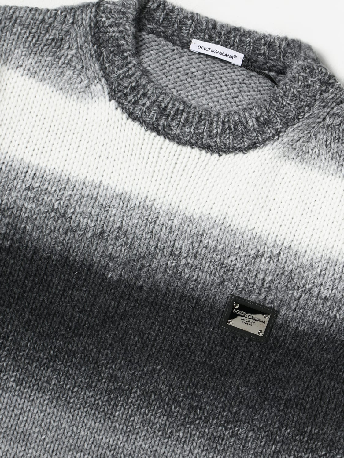 DOLCE & GABBANA SWEATER: Dolce & Gabbana sweater in synthetic knit, Grey - Img 3