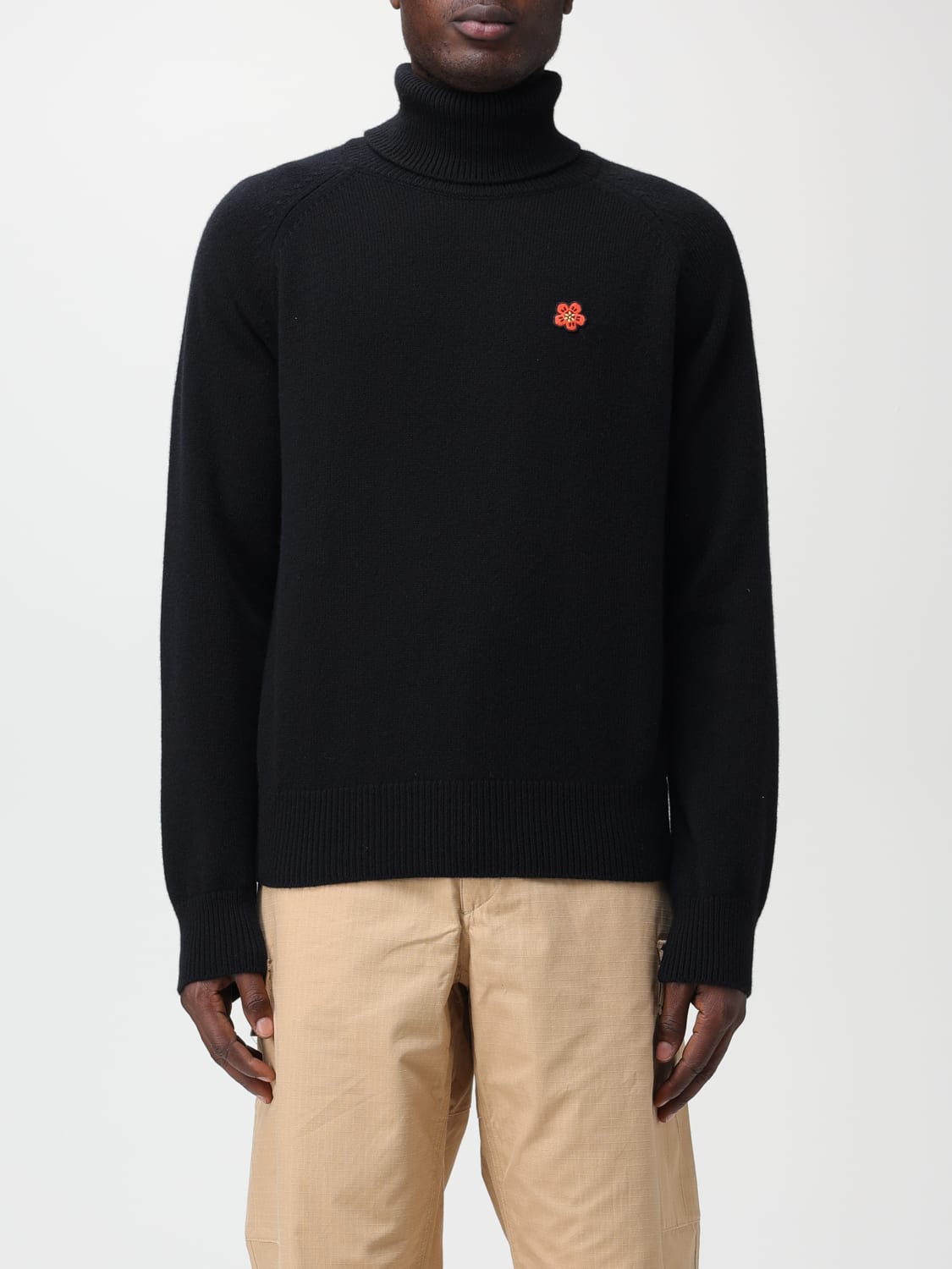 KENZO SWEATER: Kenzo wool sweater with Boke Flower, Black - Img 1