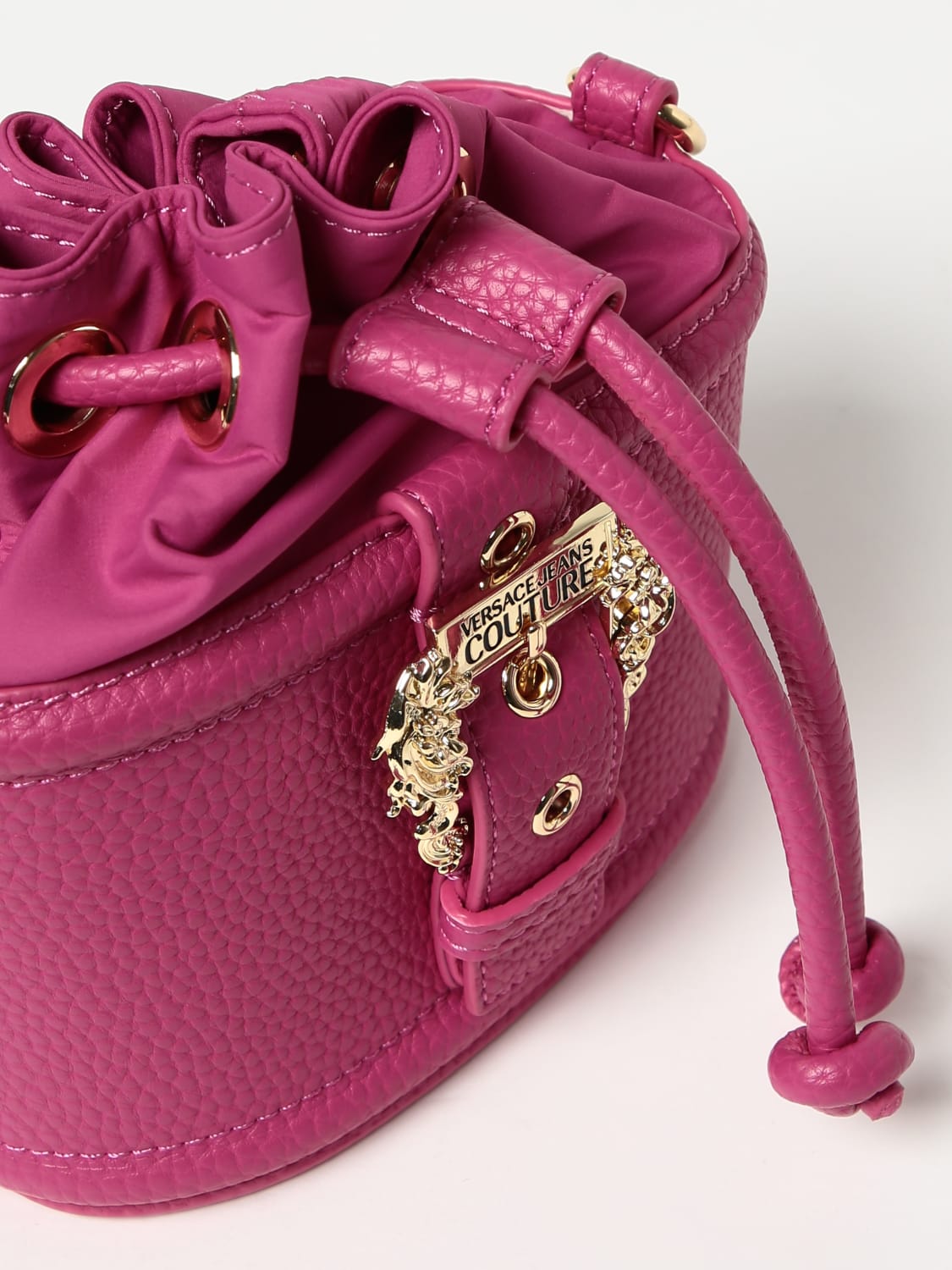 VERSACE JEANS COUTURE MINI BAG: Versace Jeans Couture bag in grained synthetic leather, Fuchsia - Img 3