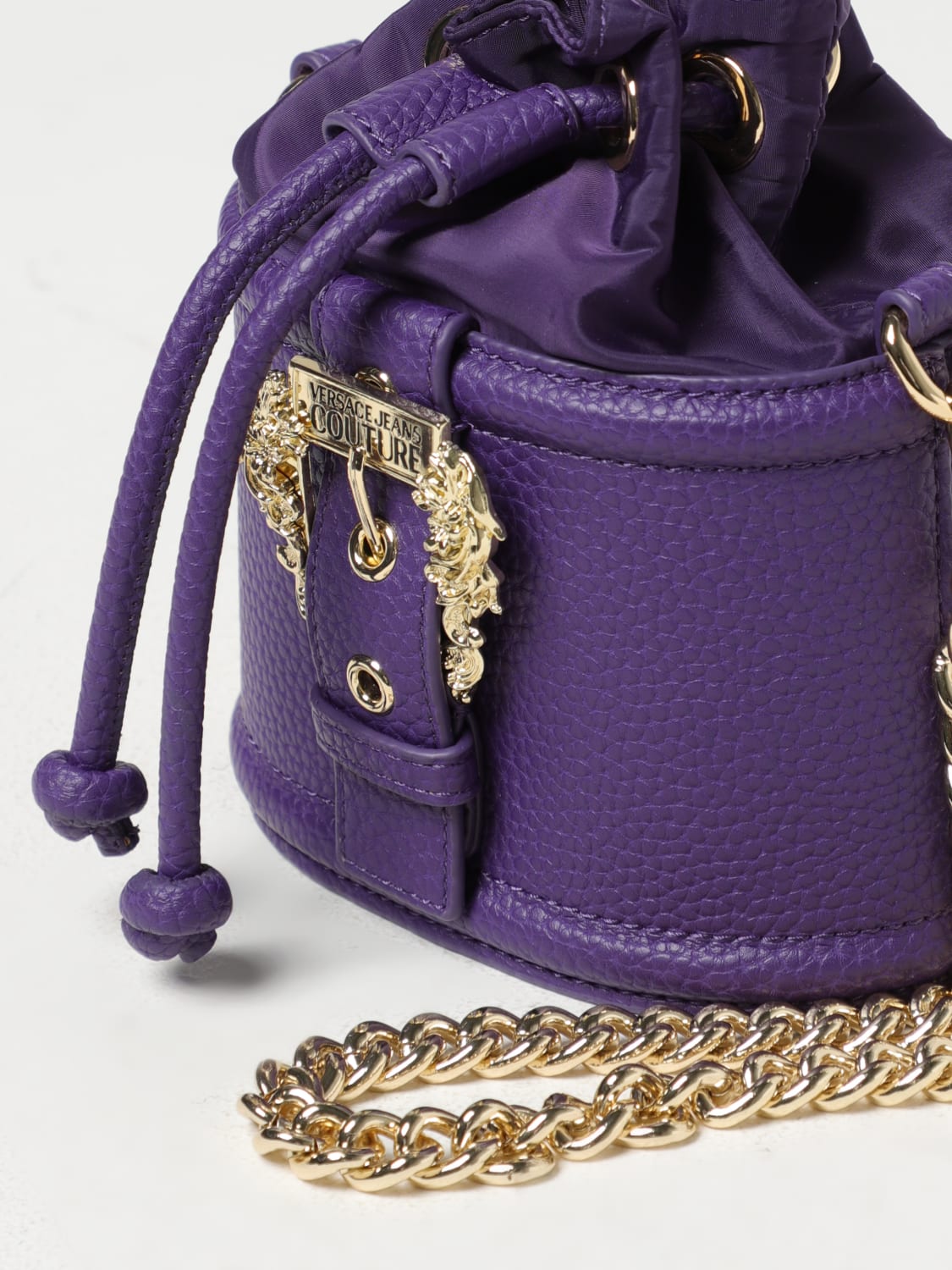 VERSACE JEANS COUTURE MINI BAG: Versace Jeans Couture bag in grained synthetic leather, Violet - Img 3