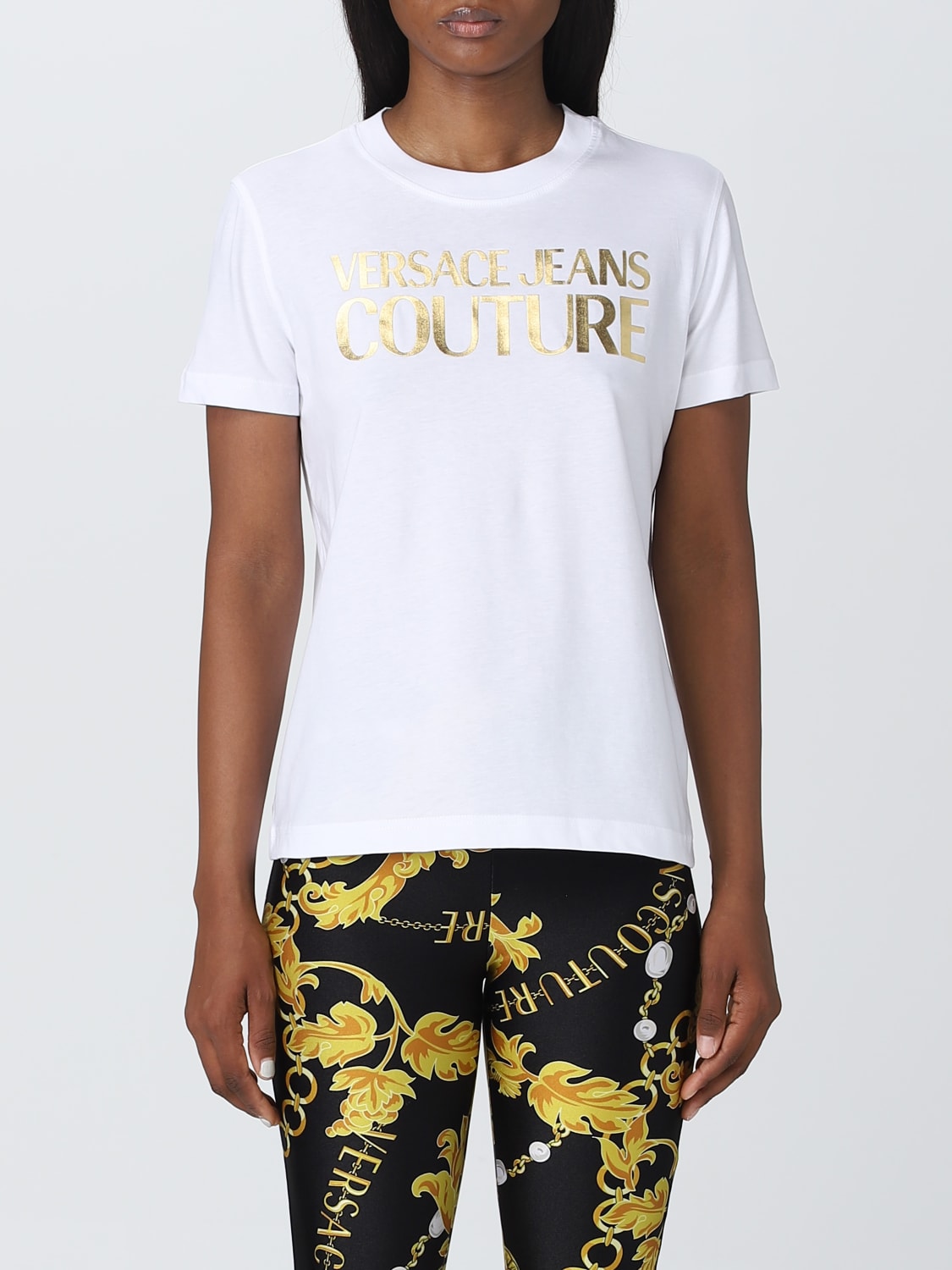 VERSACE JEANS COUTURE T-SHIRT: Versace Jeans Couture cotton t-shirt, White - Img 1