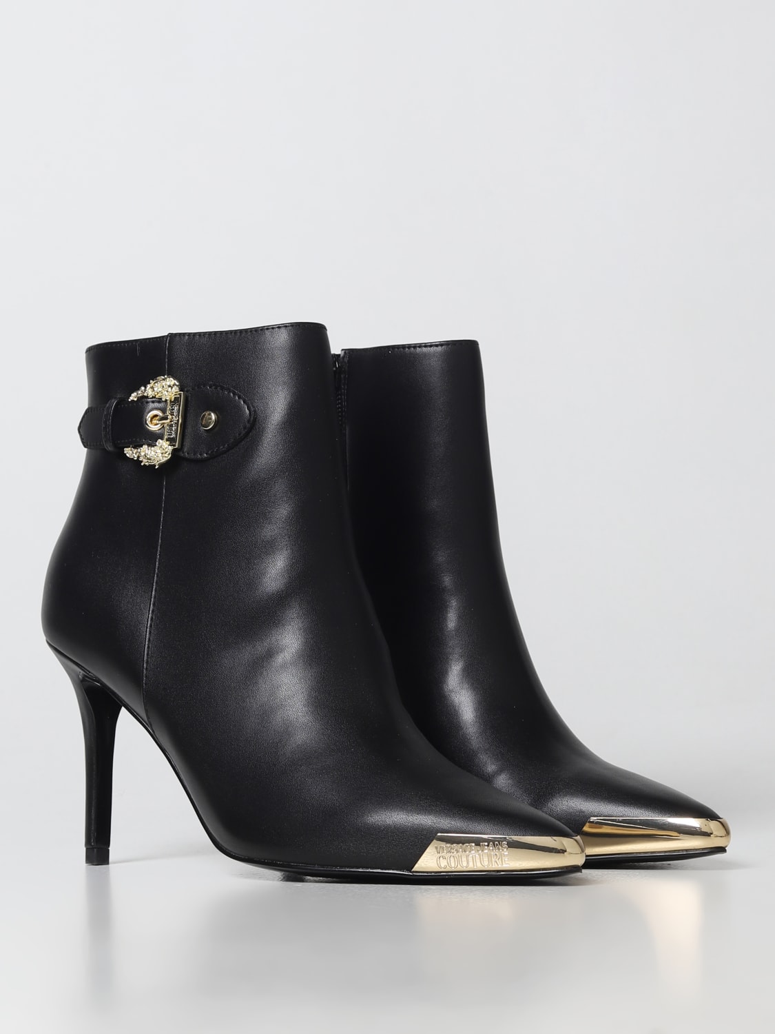 VERSACE JEANS COUTURE FLAT ANKLE BOOTS: Versace Jeans Couture Scarlett boots in synthetic leather, Black - Img 2