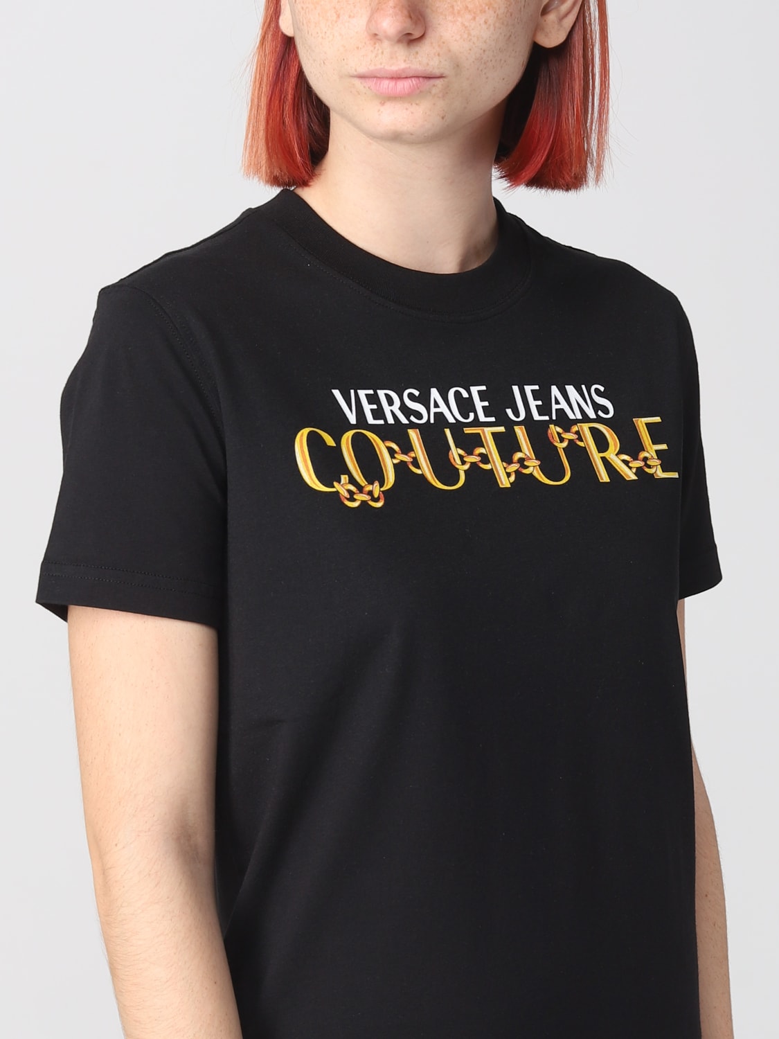 VERSACE JEANS COUTURE T-SHIRT: Versace Jeans Couture cotton t-shirt, Black - Img 4