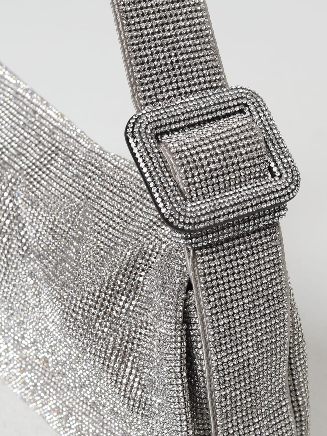 BENEDETTA BRUZZICHES BORSA A SPALLA: Borsa Vitty La Grande Benedetta Bruzziches in denim con strass, Silver - Img 3