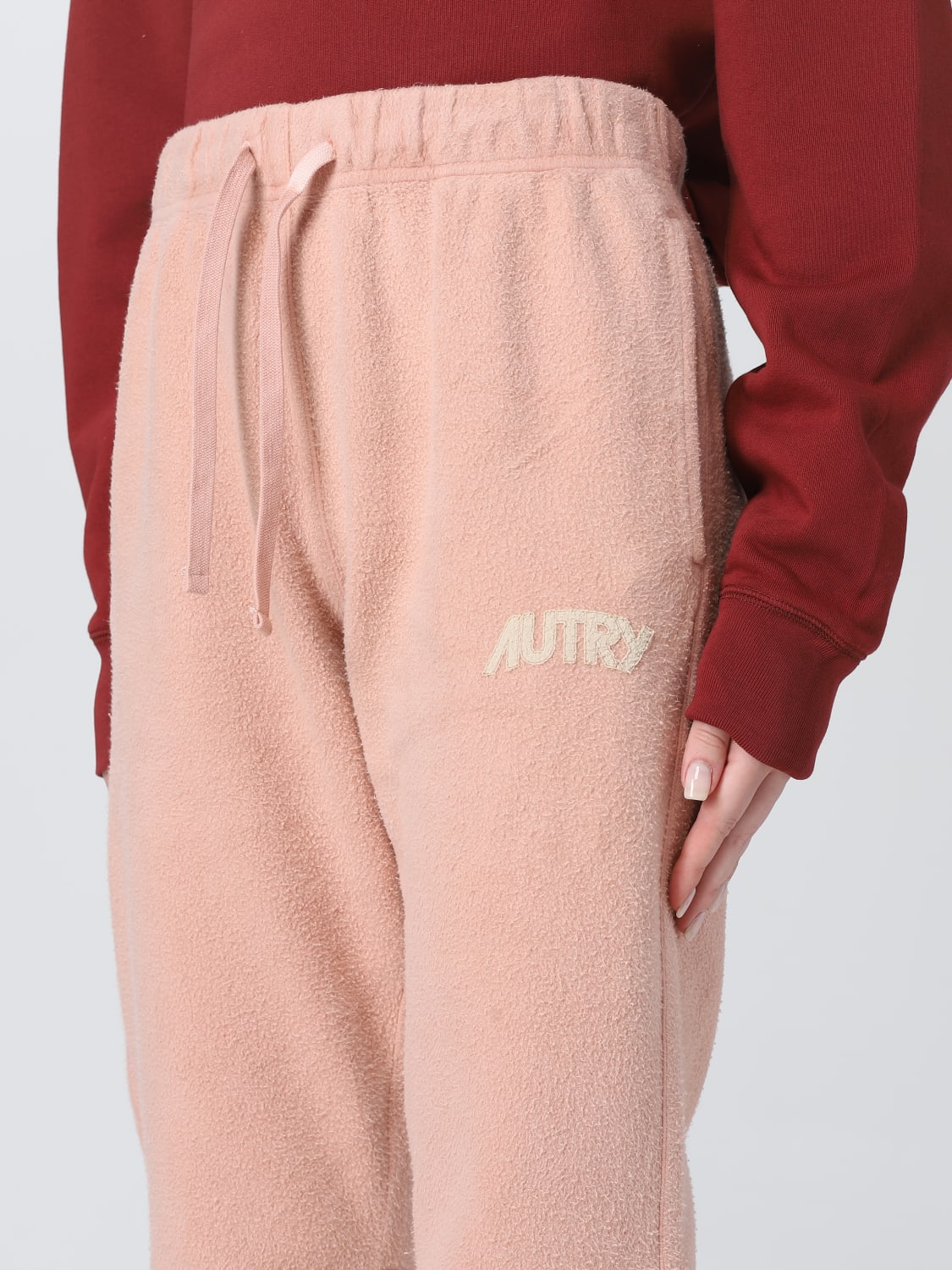 AUTRY PANTS: Autry jogger pants in cotton fleece, Red - Img 3