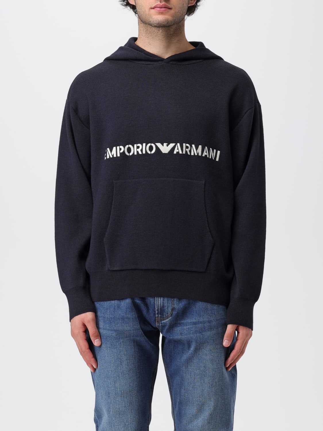 Emporio Armani Outlet sweatshirt in wool blend with logo Black 1 Emporio Armani sweatshirt 6R1MX71MNBZ online at GIGLIO.COM