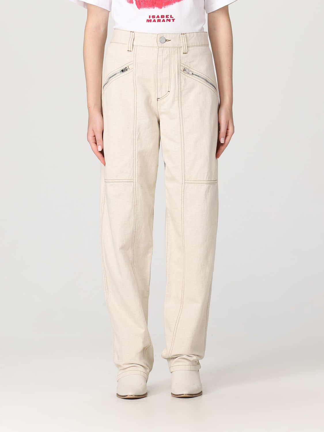 ISABEL MARANT JEANS: Isabel Marant jeans in denim, Beige - Img 1