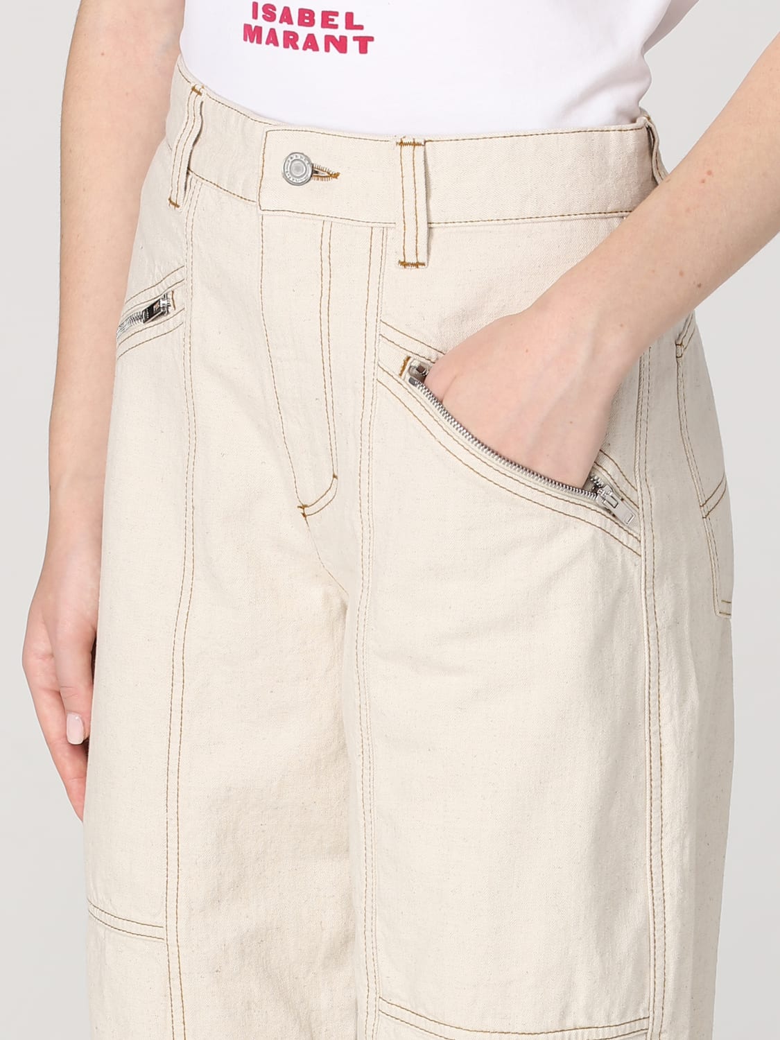 ISABEL MARANT JEANS: Isabel Marant jeans in denim, Beige - Img 4