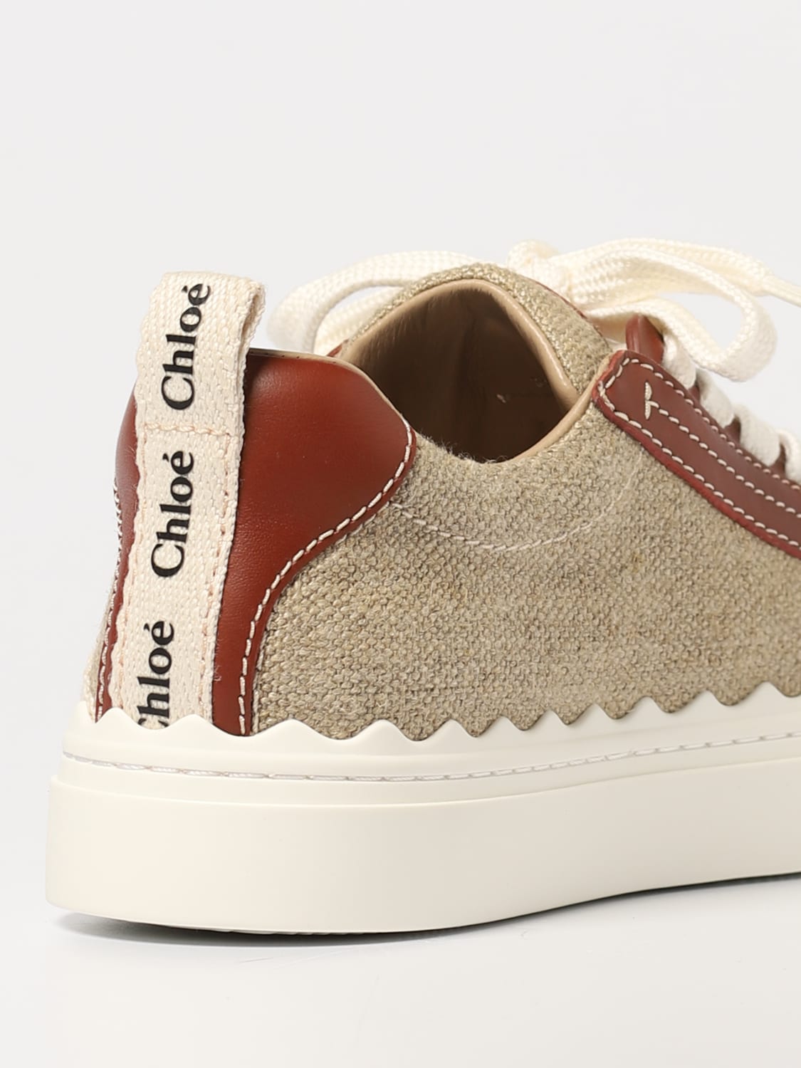 CHLOÉ: Chloé Lauren sneakers in canvas and leather with CHLOÉ: Chloé Lauren sneakers in canvas and leather with