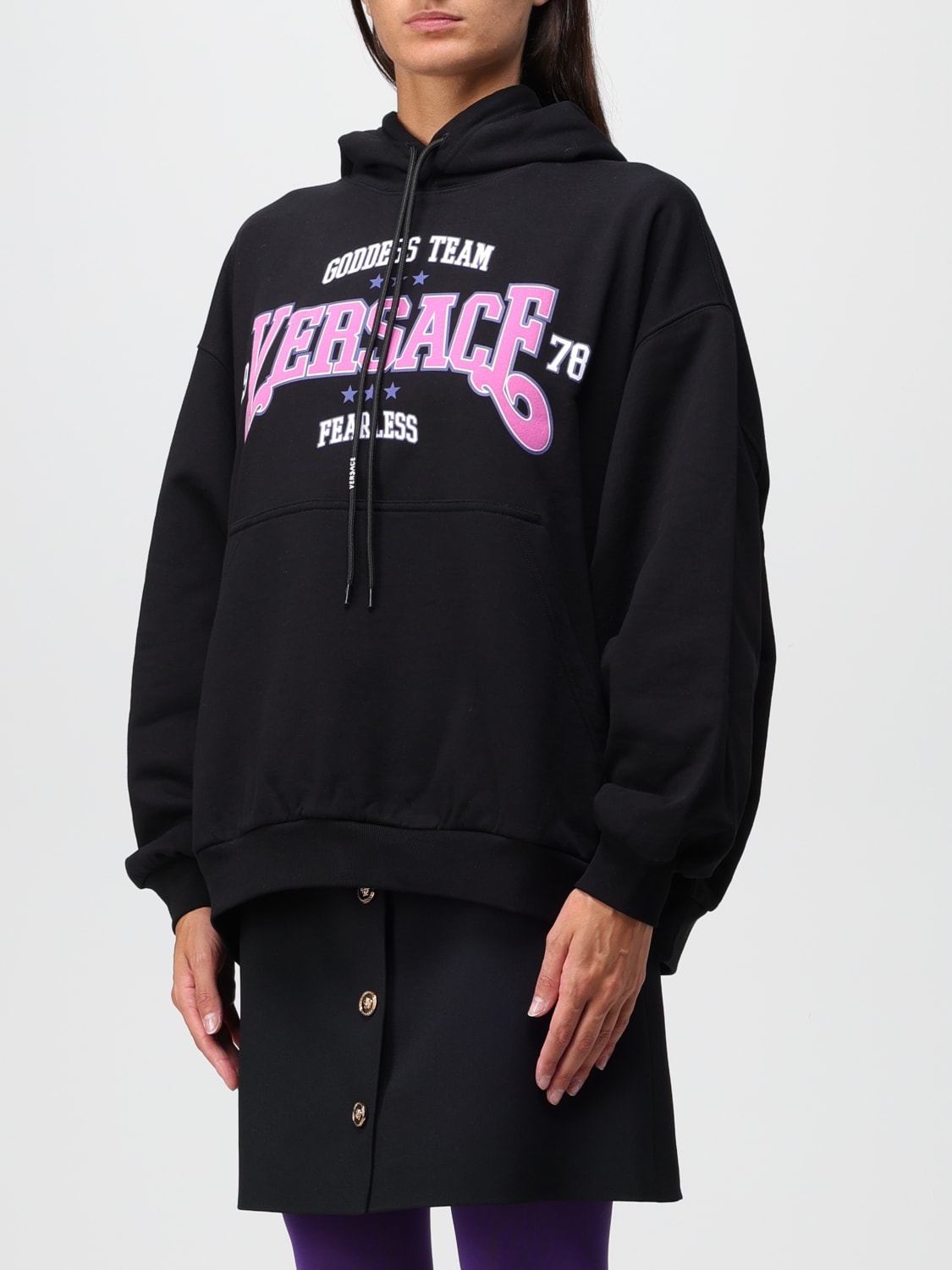 VERSACE SWEATSHIRT: Versace cotton sweatshirt with logo, Black - Img 4