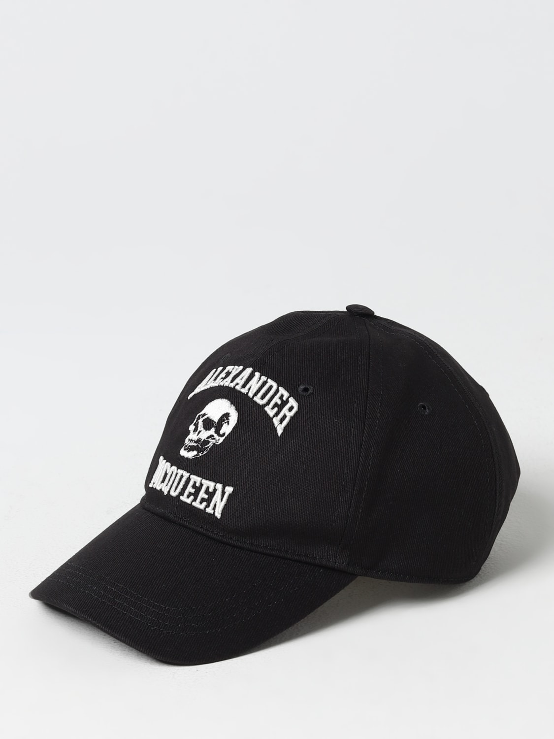 MCQUEEN: hat in cotton with embroidered logo - Black 1 | McQueen