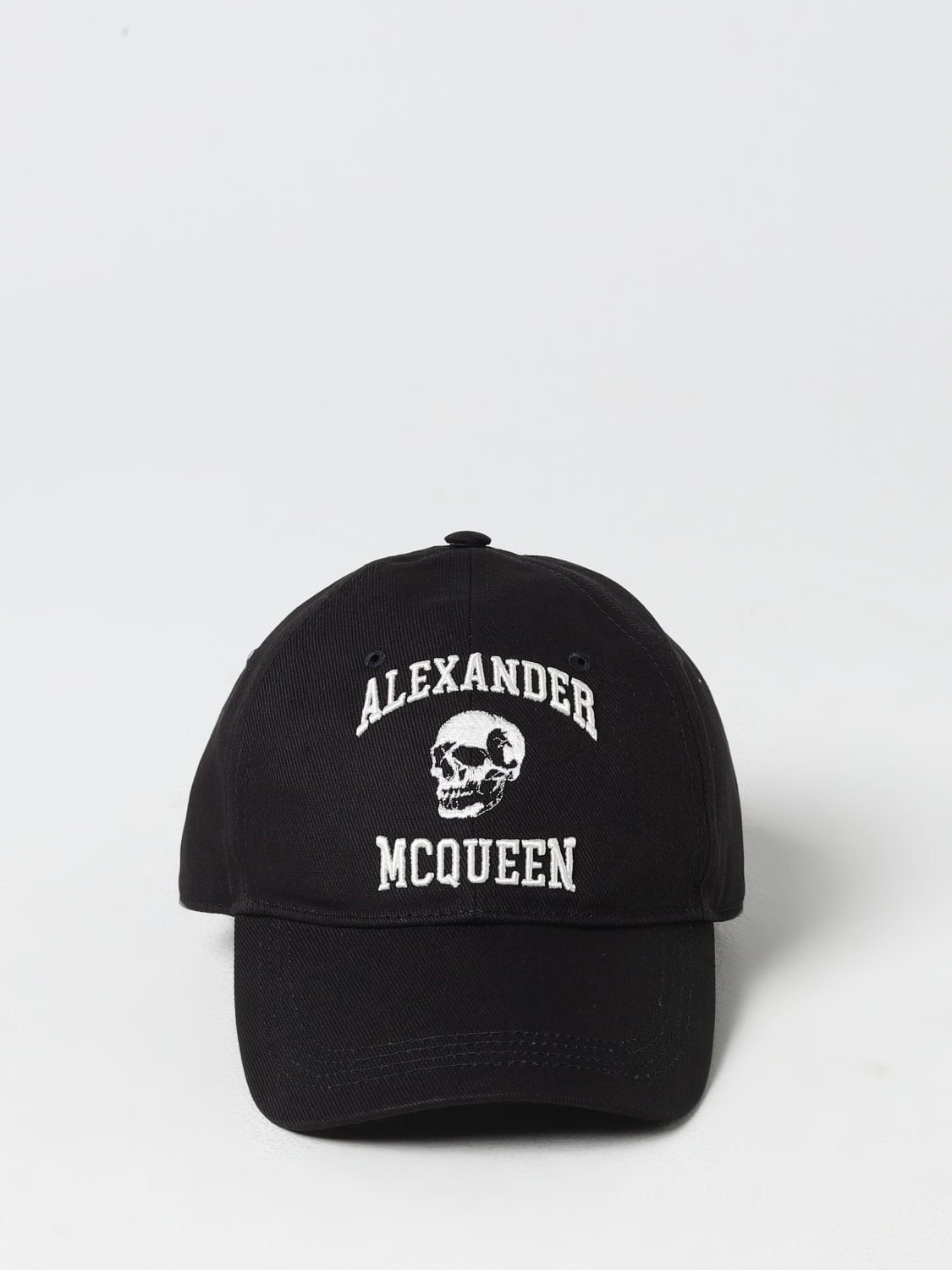 MCQUEEN: hat in cotton with embroidered logo - Black 1 | McQueen
