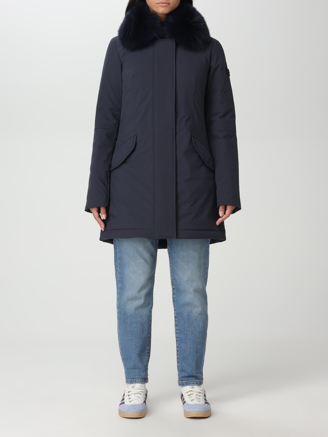 PEUTEREY CAPPOTTO: Parka Takan slim con pelliccia Peuterey, Blue - Img 1