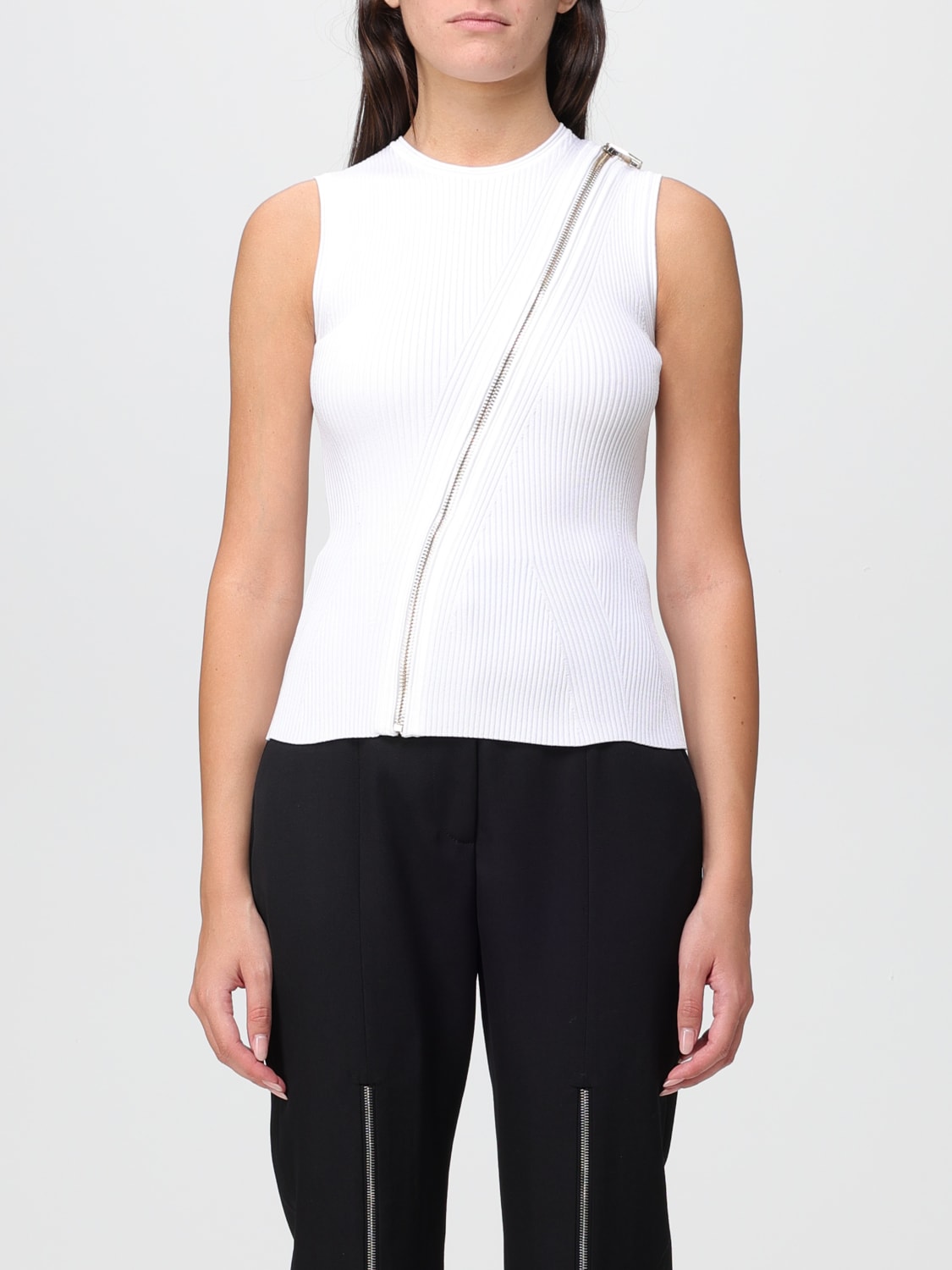 ALEXANDER MCQUEEN TOP: Alexander McQueen top in viscose blend with zip, White - Img 1