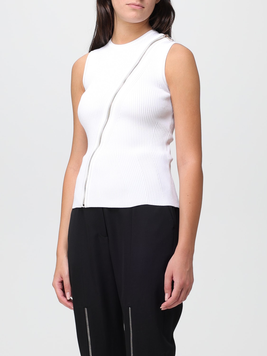 ALEXANDER MCQUEEN TOP: Alexander McQueen top in viscose blend with zip, White - Img 4