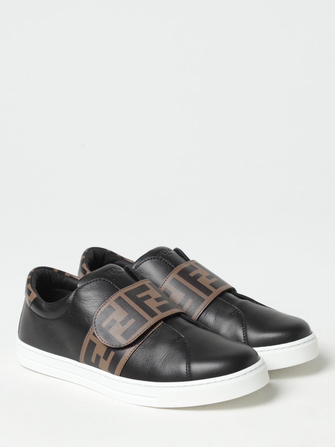FENDI SNEAKERS: Sneakers FF Fendi in pelle, Nero - Img 2