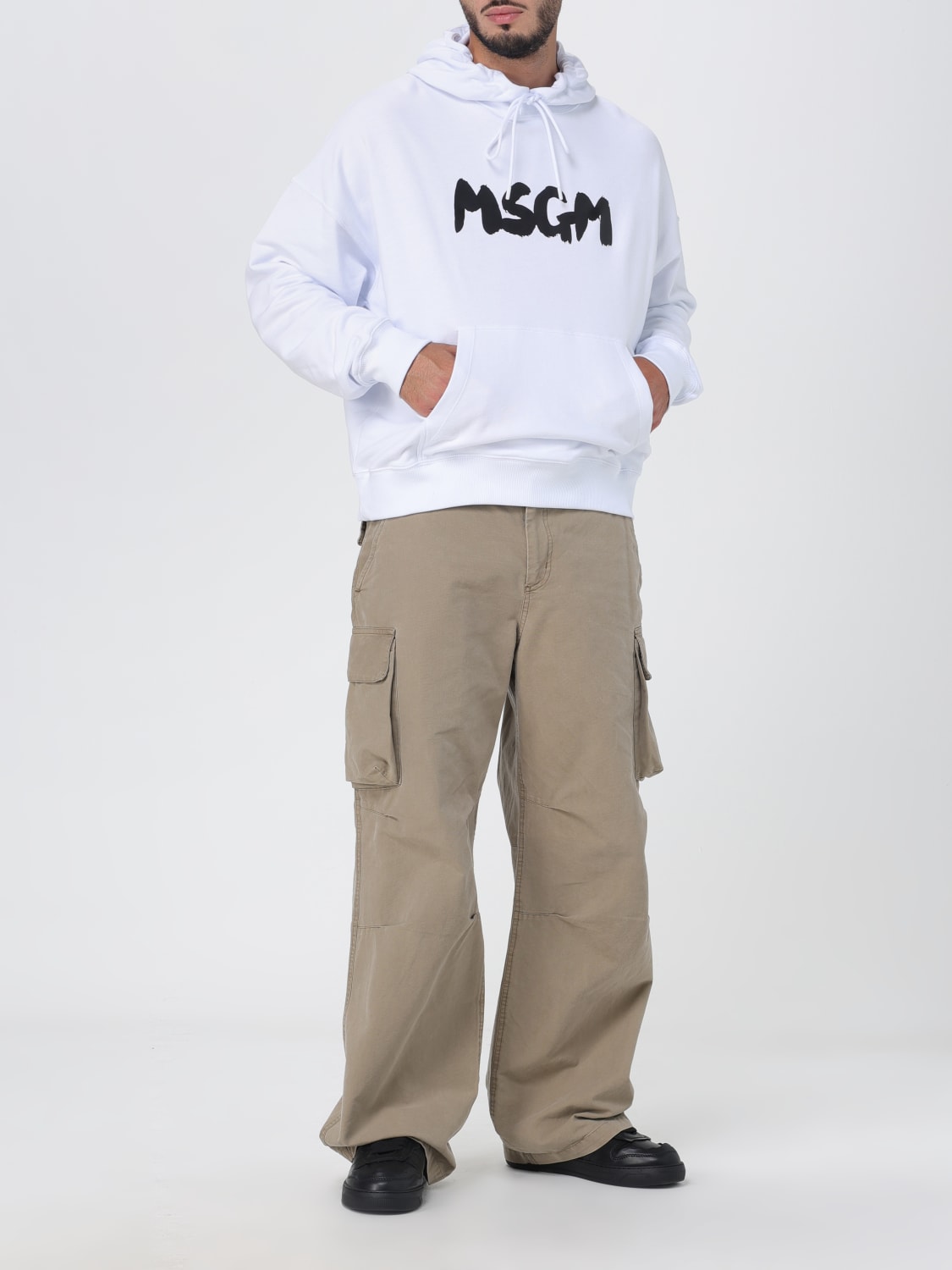 MSGM SWEATSHIRT: MSGM cotton sweatshirt with logo, White 1 - Img 2