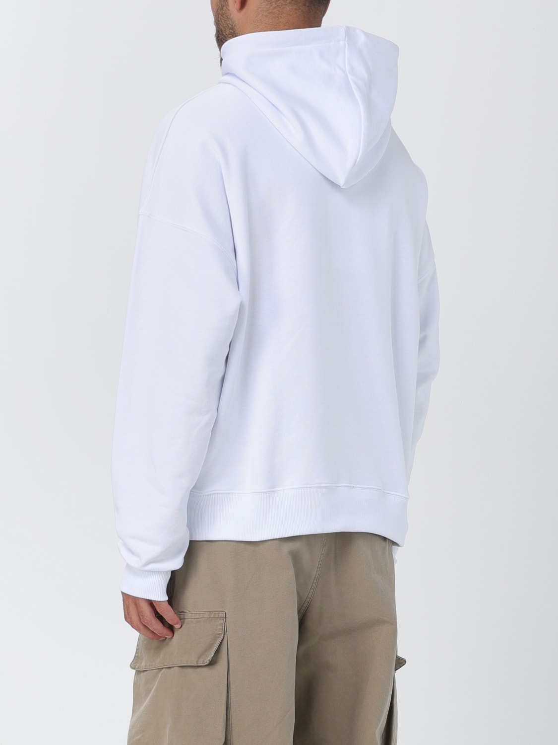 MSGM SWEATSHIRT: MSGM cotton sweatshirt with logo, White 1 - Img 3