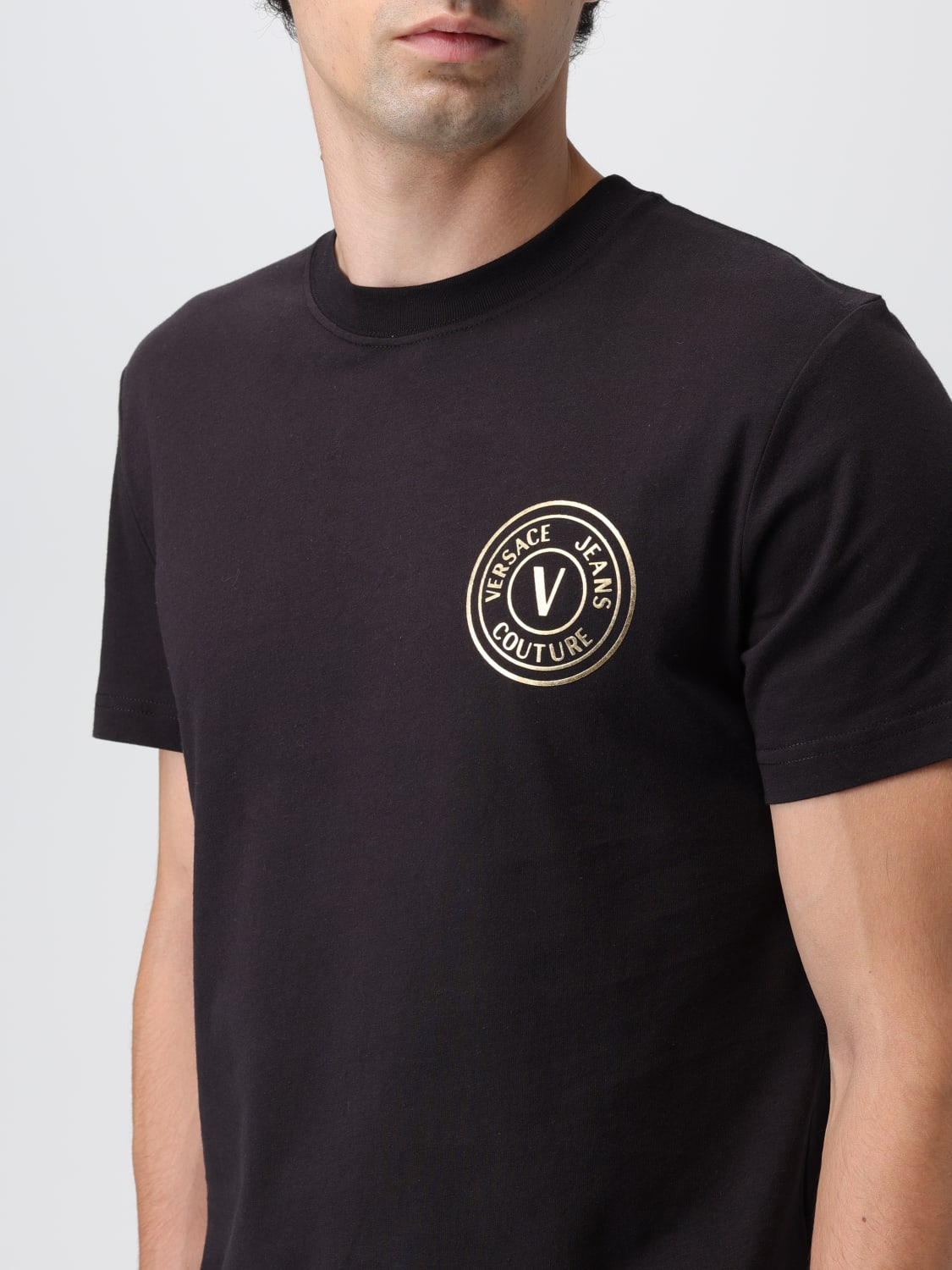 VERSACE JEANS COUTURE T-SHIRT: Versace Jeans Couture cotton T-shirt with logo, Black - Img 3