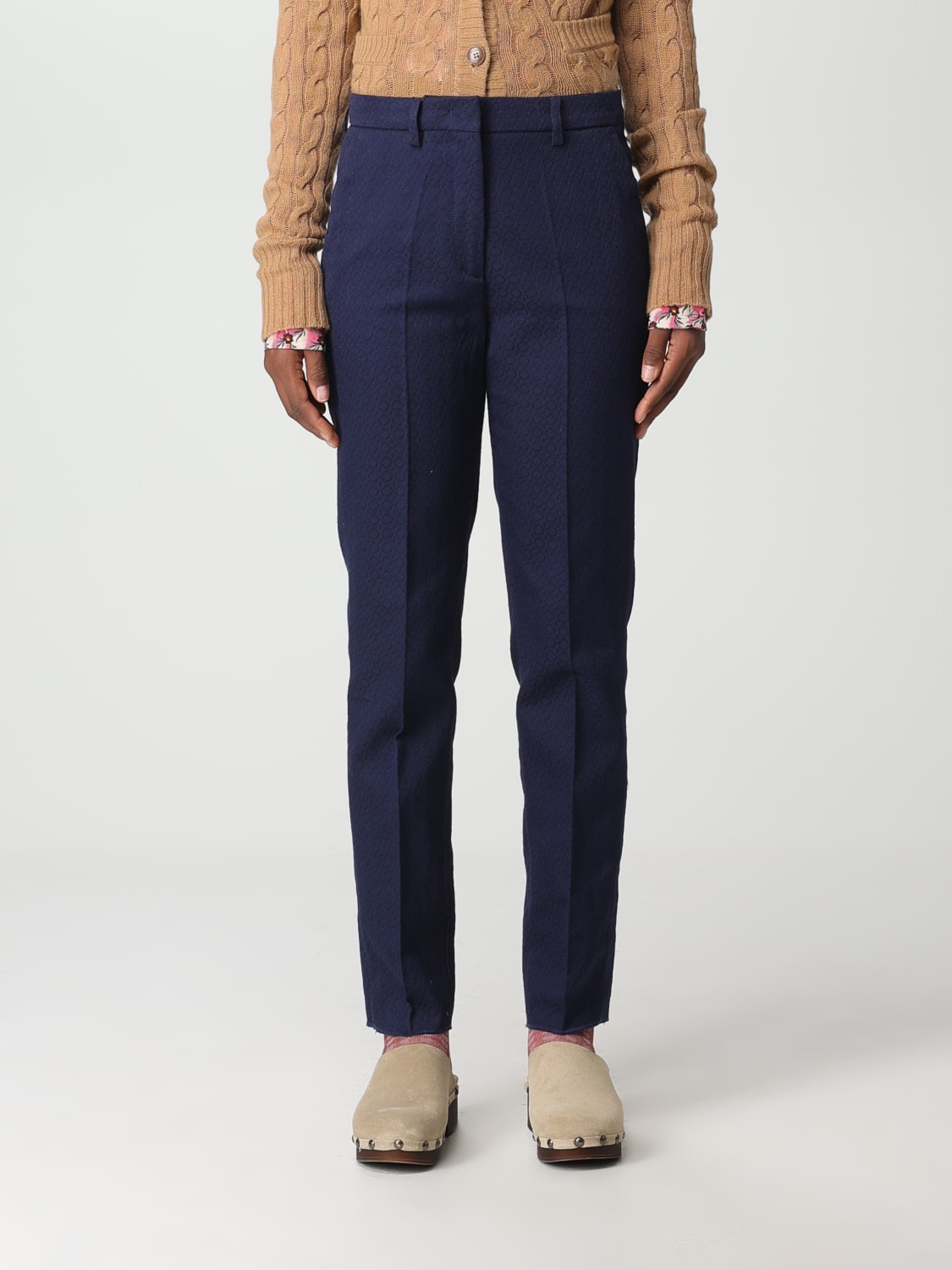 ETRO PANTS: Etro pants in stretch cotton, Blue - Img 1